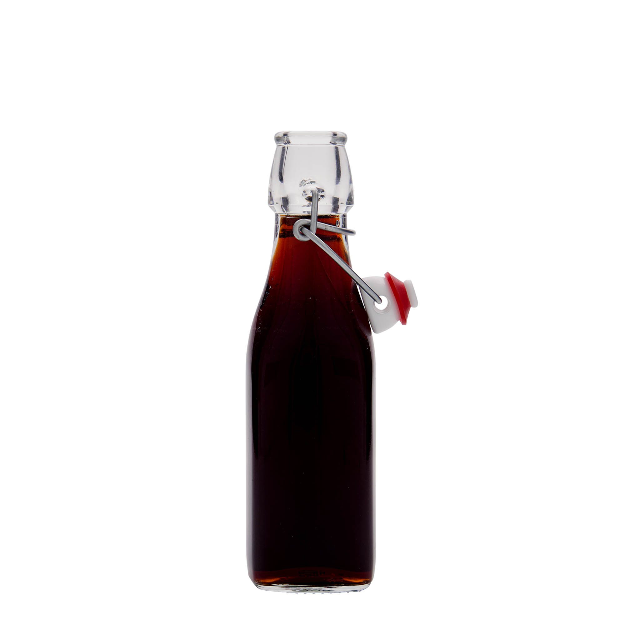 Botella de vidrio de 250 ml 'Swing', cuadrada, boca: cierre de palanca Botella de vidrio de 250 ml 'Swing', cuadrada, boca: cierre de palanca