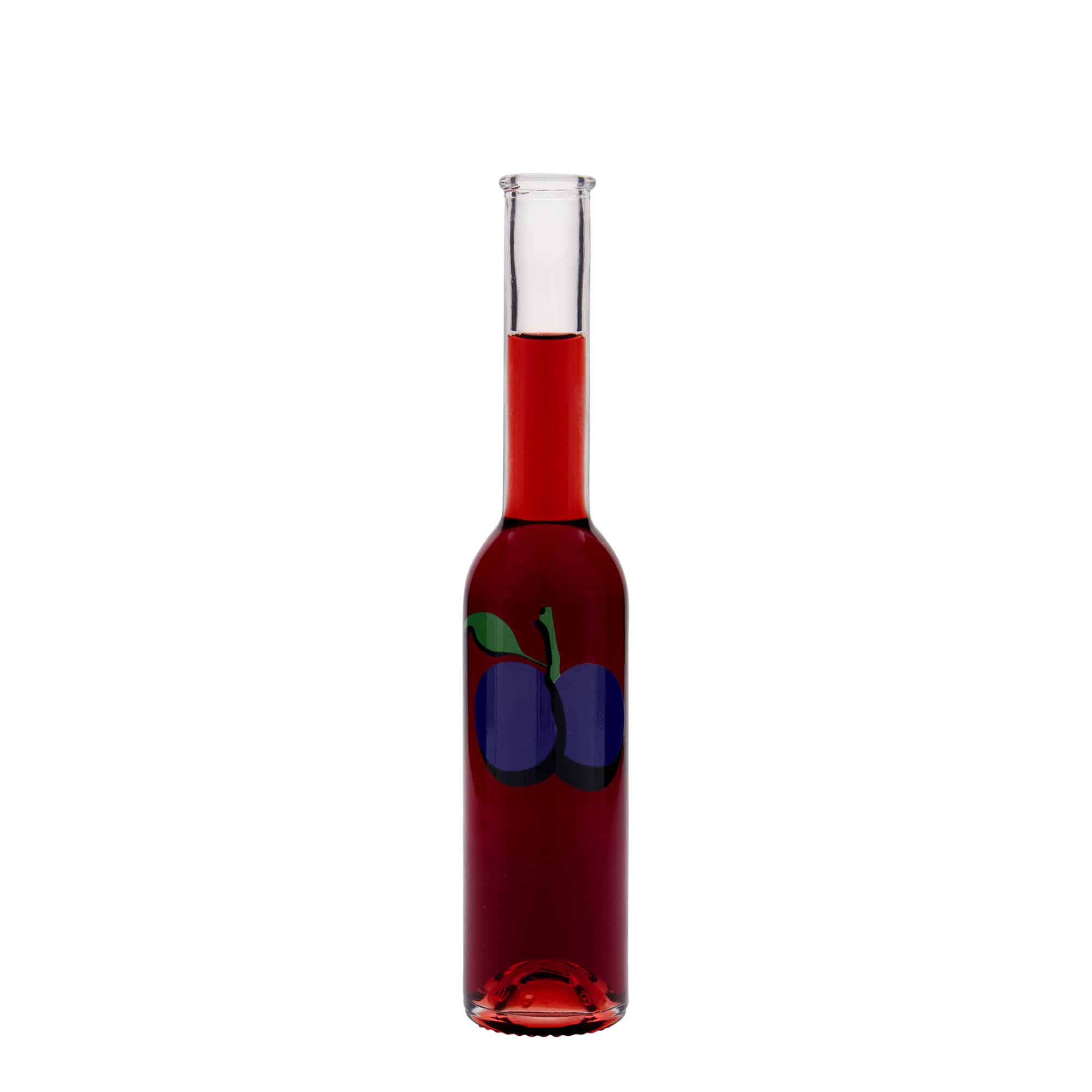 Botella de vidrio 'Opera' de 200 ml, motivo: ciruela, boca: corcho