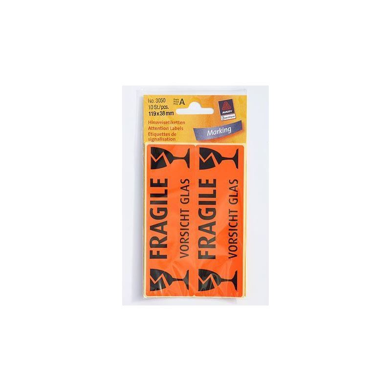 Pegatinas Zweckform 'Cuidado con el vidrio', papel, negro-naranja Pegatinas Zweckform 'Cuidado con el vidrio', papel, negro-naranja