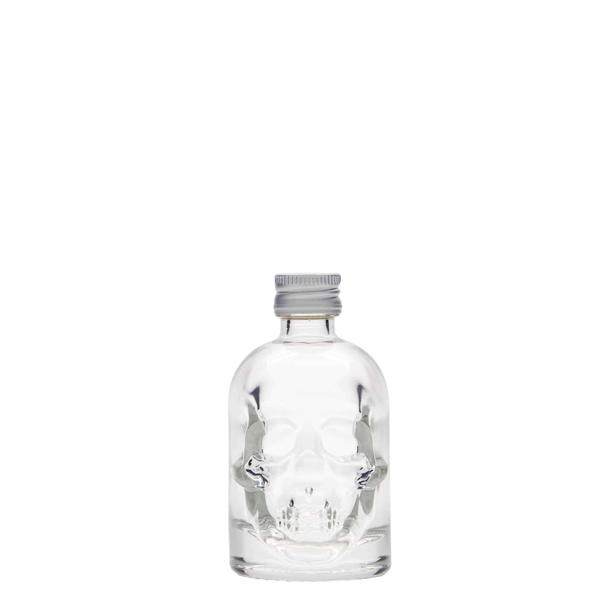 Botella de cristal de 50 ml 'Calavera', boca: PP 18