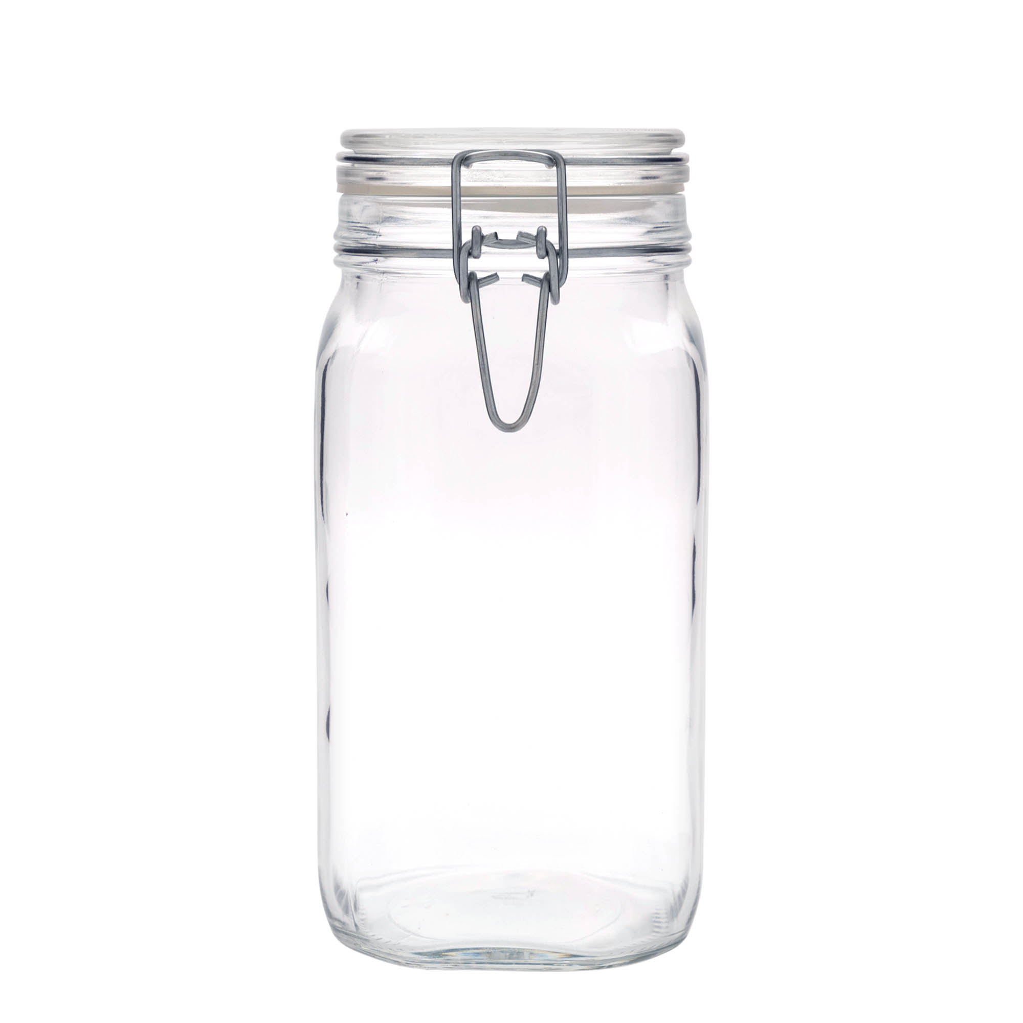 Tarro de alambre con cierre de palanca 'Fido', cuadrado, 1.500 ml, boca: cierre de alambre con palanca Tarro de alambre con cierre de palanca 'Fido', cuadrado, 1.500 ml, boca: cierre de alambre con palanca