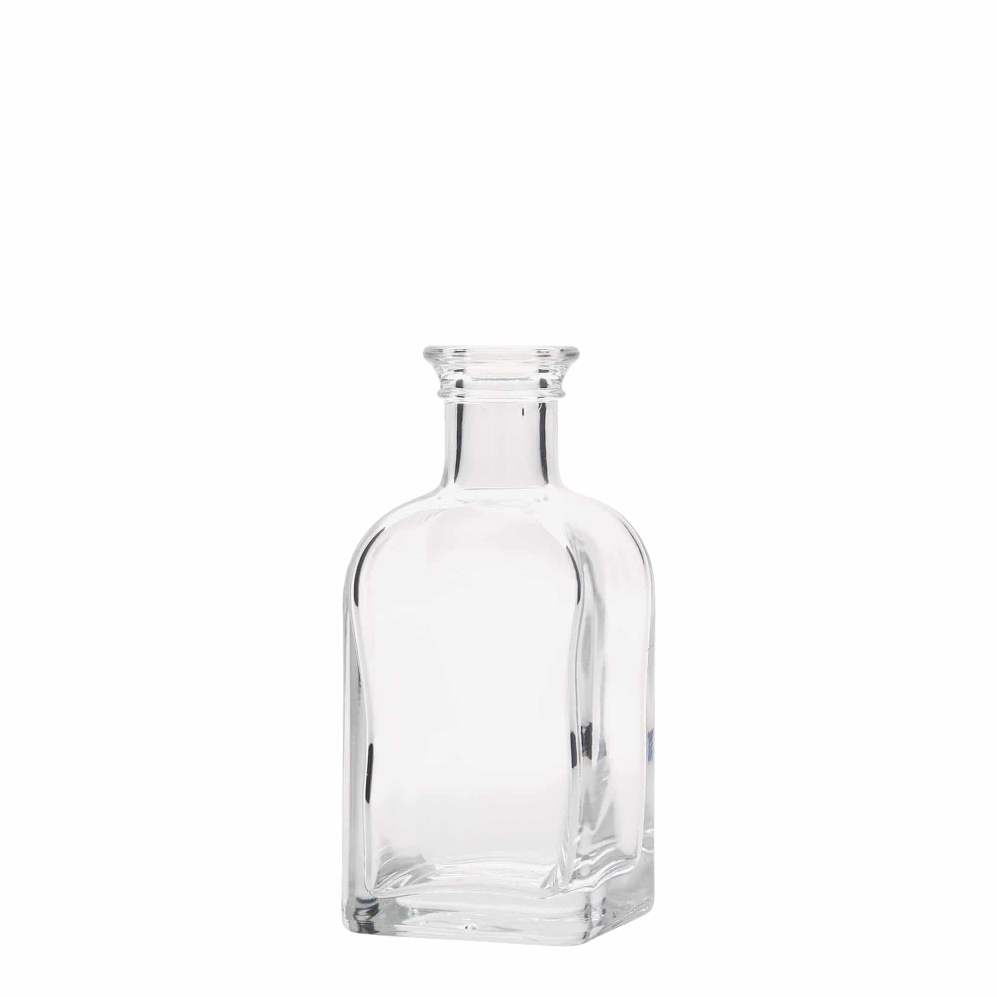 Botella de vidrio de farmacia 'Carré' de 100 ml, cuadrada, boca: corcho