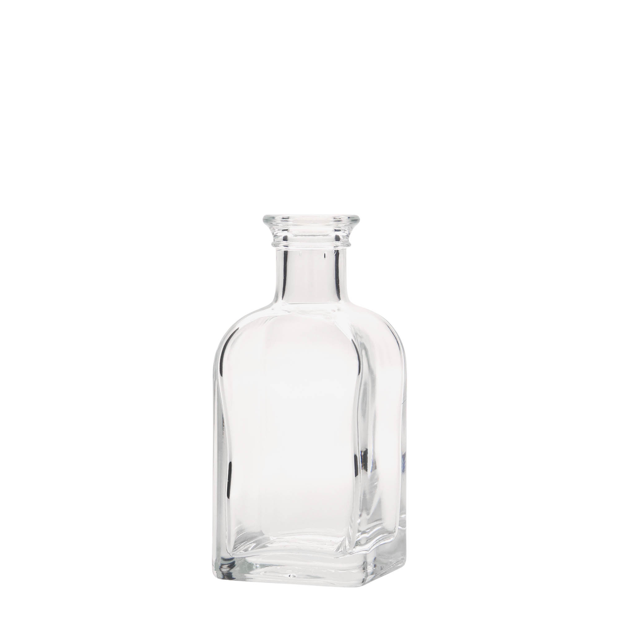 Botella de cristal de 100 ml Apotheker Carré, cuadrada, boca: corcho