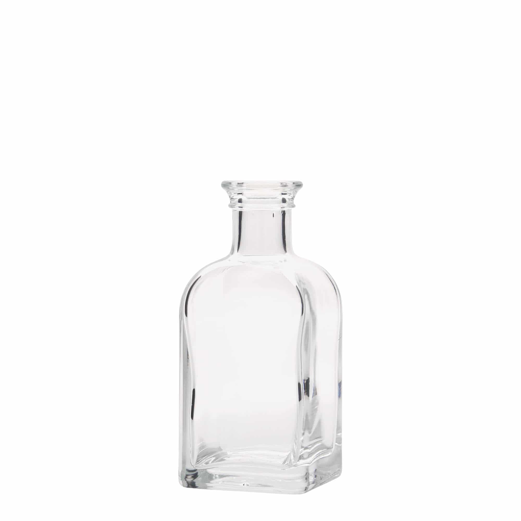 Botella de cristal de 100 ml Apotheker Carré, cuadrada, boca: corcho