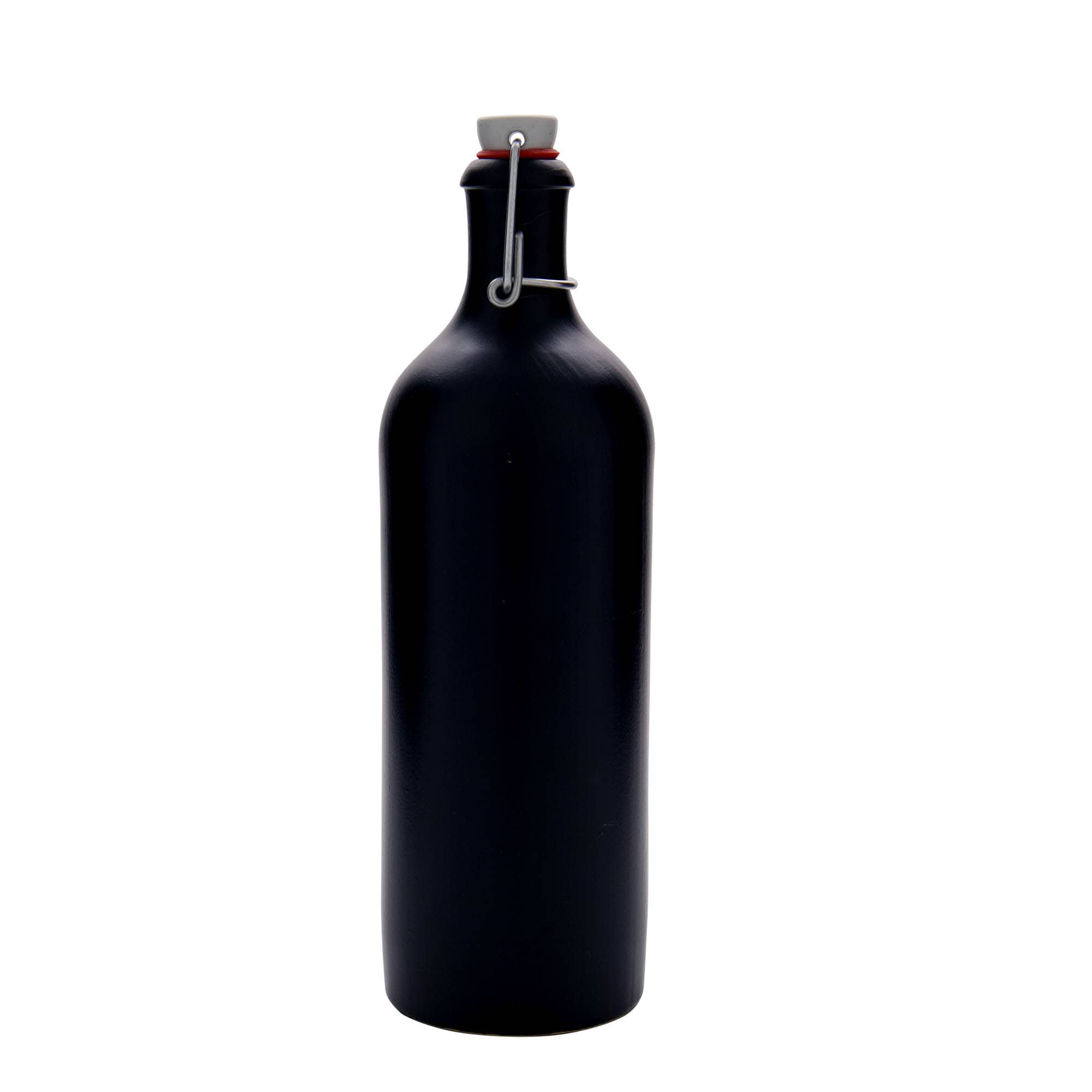 Jarra de barro de 750 ml, gres, negra, boca: cierre de palanca