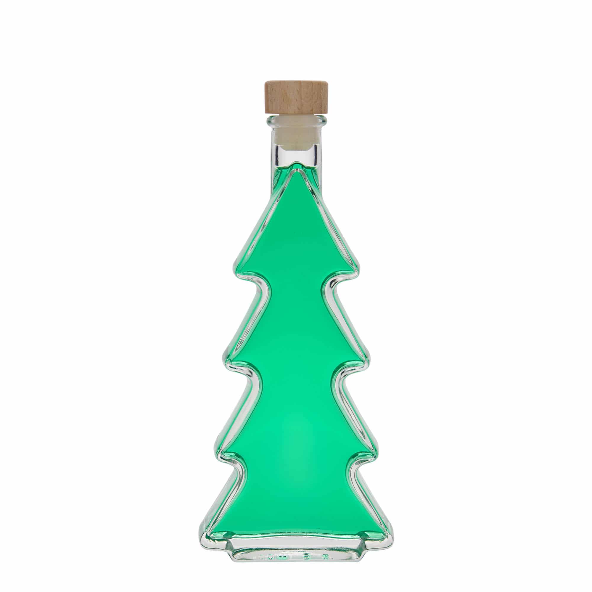 Botella de vidrio de 200 ml 'Árbol de Navidad', boca: corcho