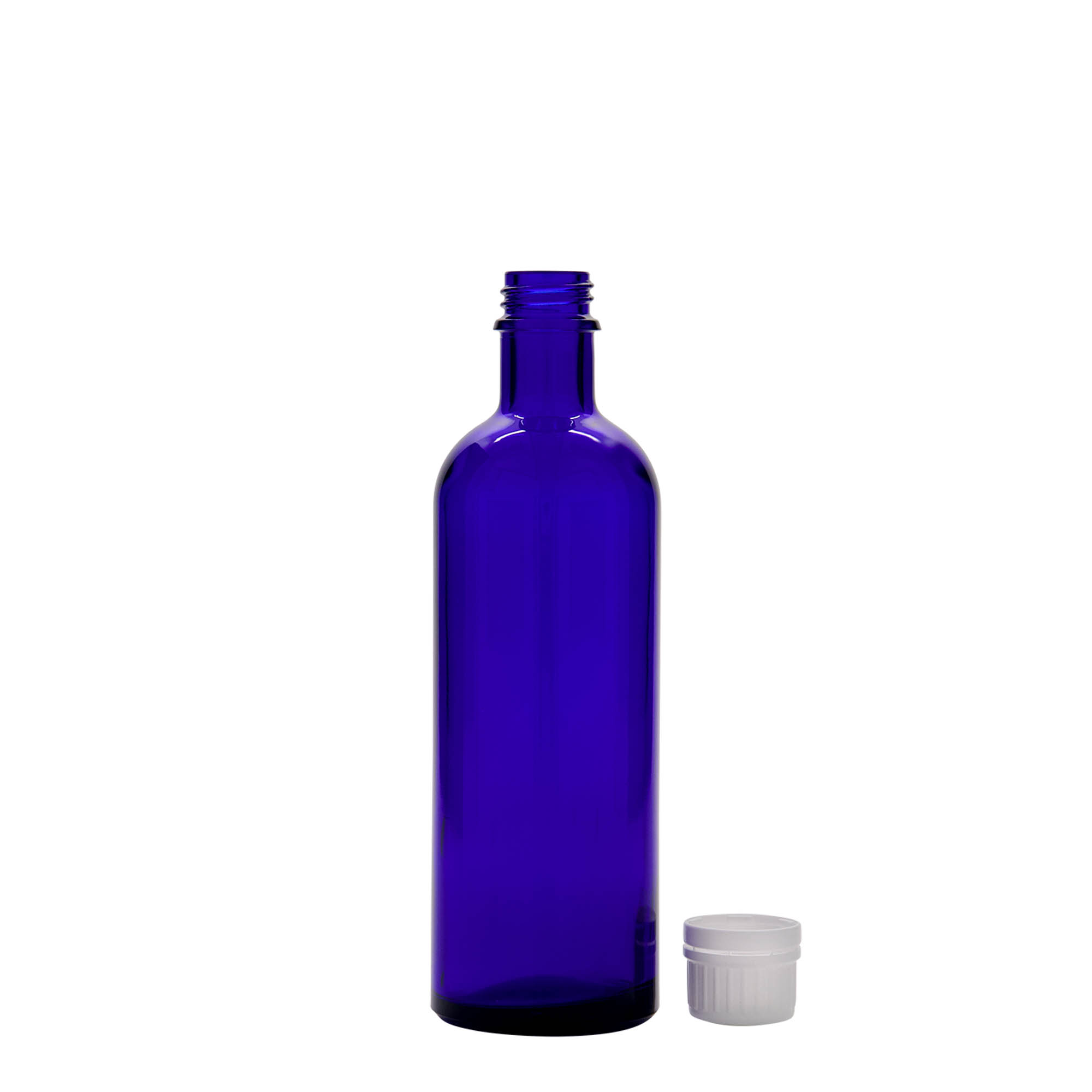 200 ml frasco medicinal, vidrio, azul real, boca: DIN 22