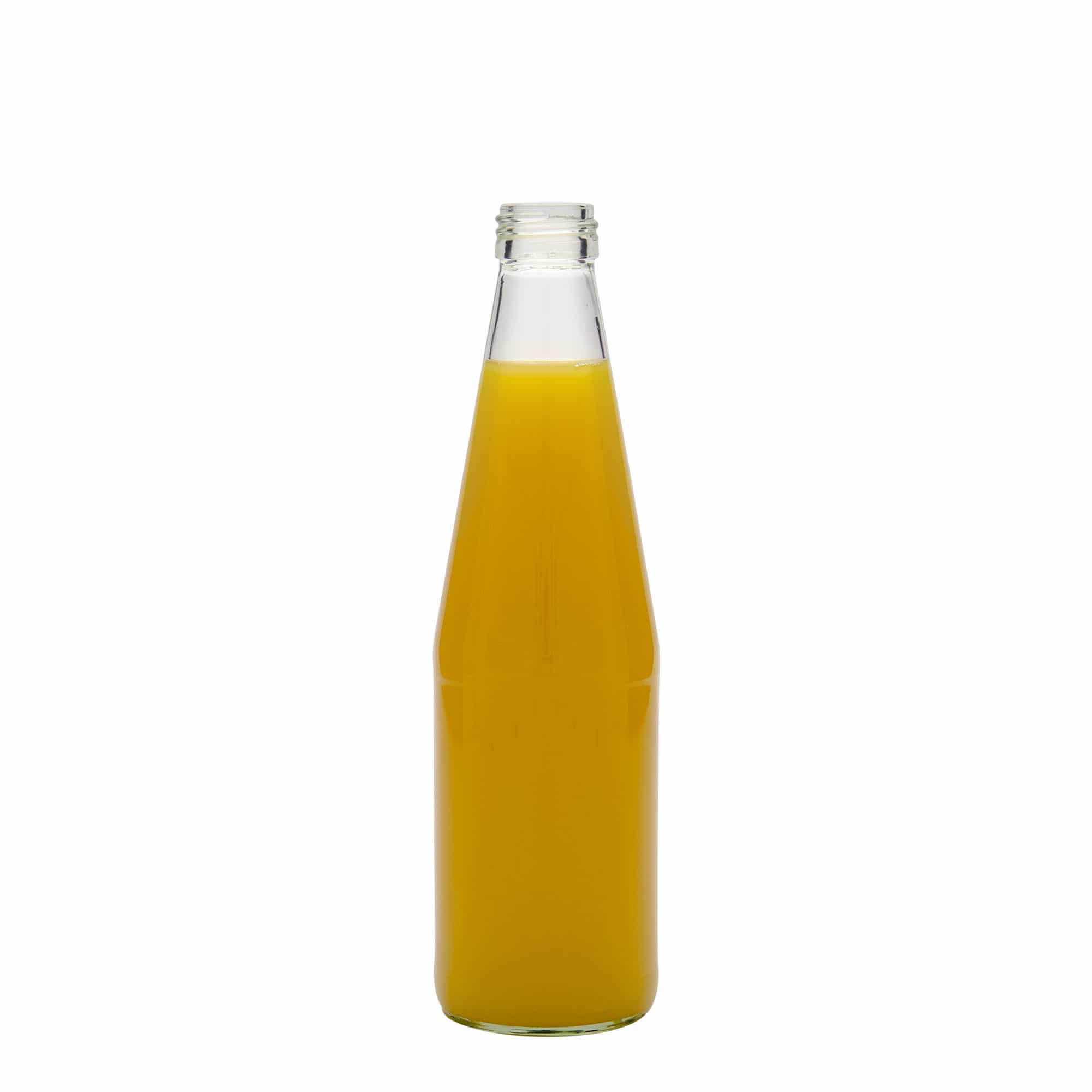 Botella universal de 330 ml en forma de zanahoria, vidrio, boca: PP 28 Botella universal de 330 ml en forma de zanahoria, vidrio, boca: PP 28