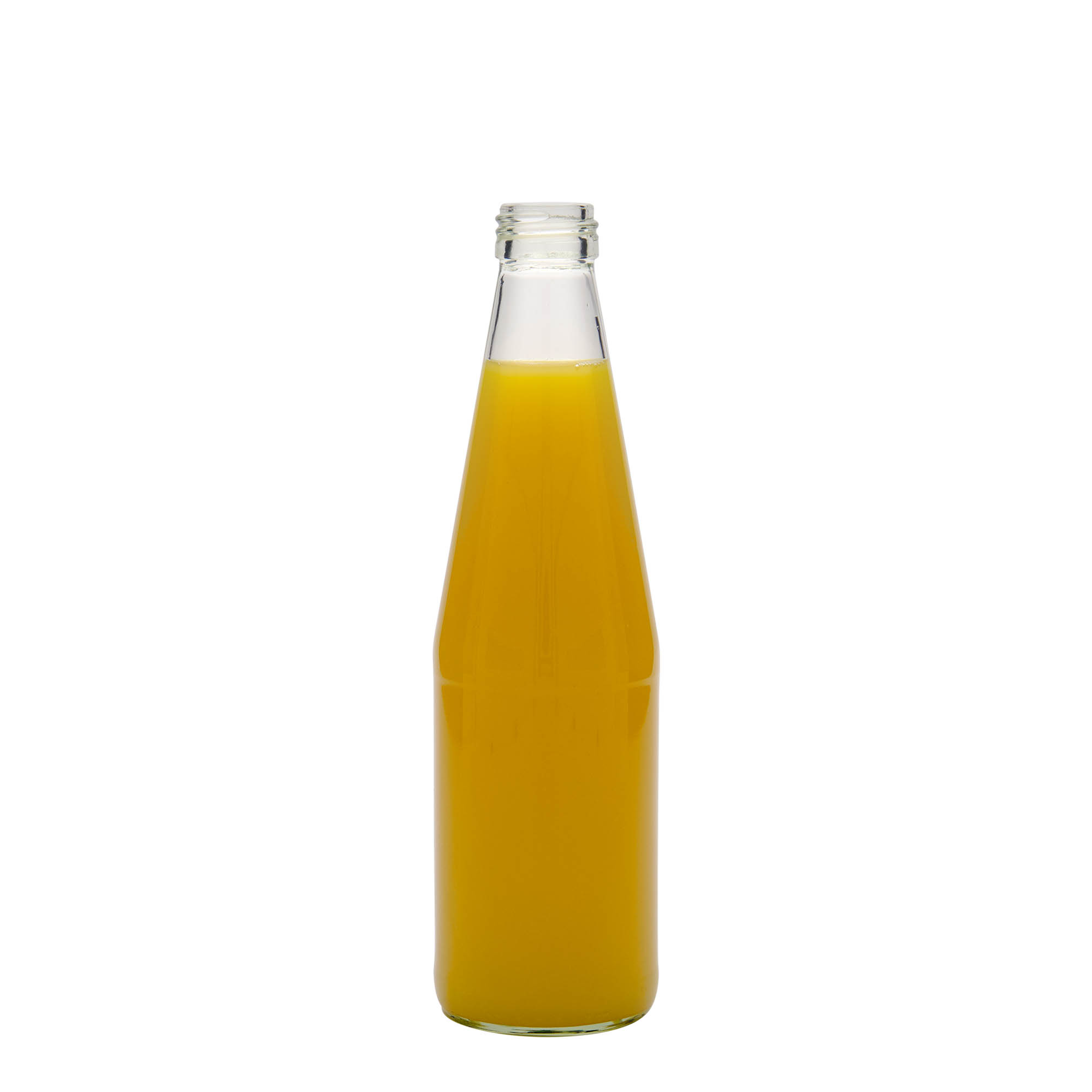 Botella universal de 330 ml en forma de zanahoria, vidrio, boca: PP 28 Botella universal de 330 ml en forma de zanahoria, vidrio, boca: PP 28
