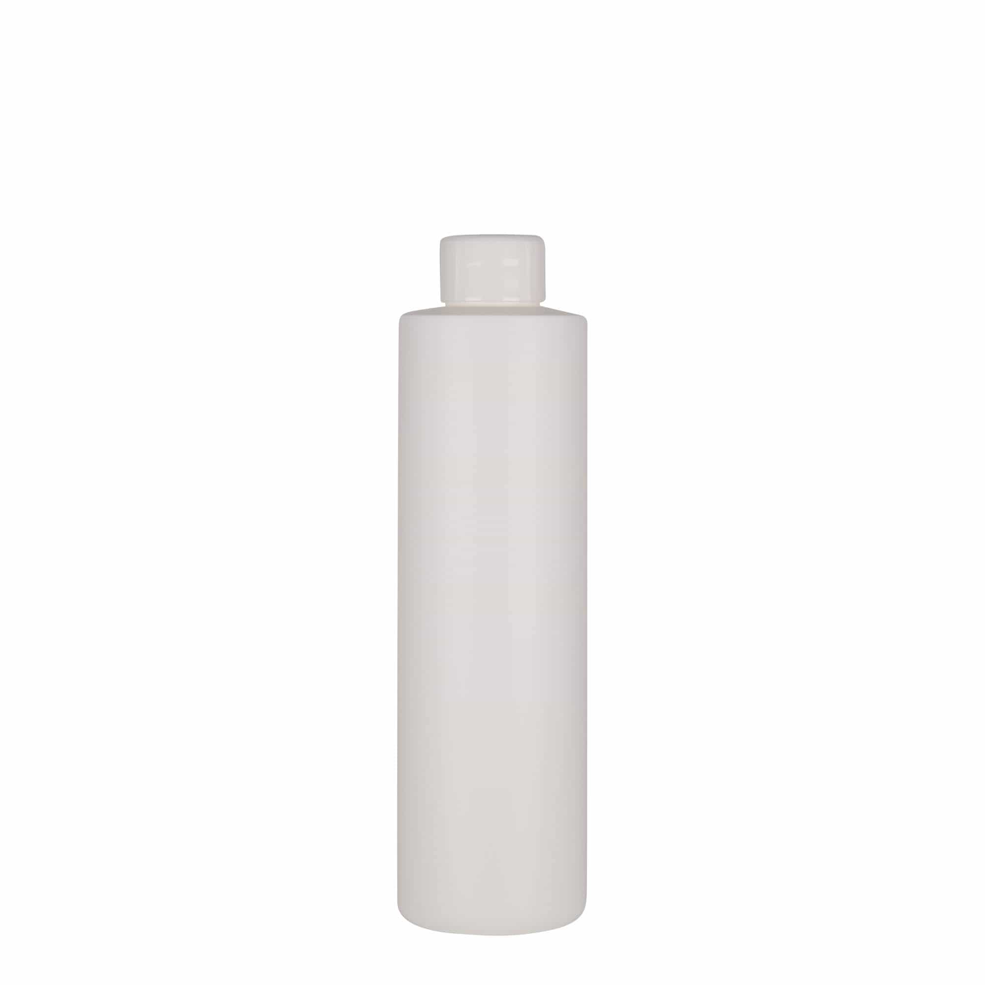Botella de plástico 'Pipe' de 250 ml, Green HDPE, blanco, boca: GPI 24/410