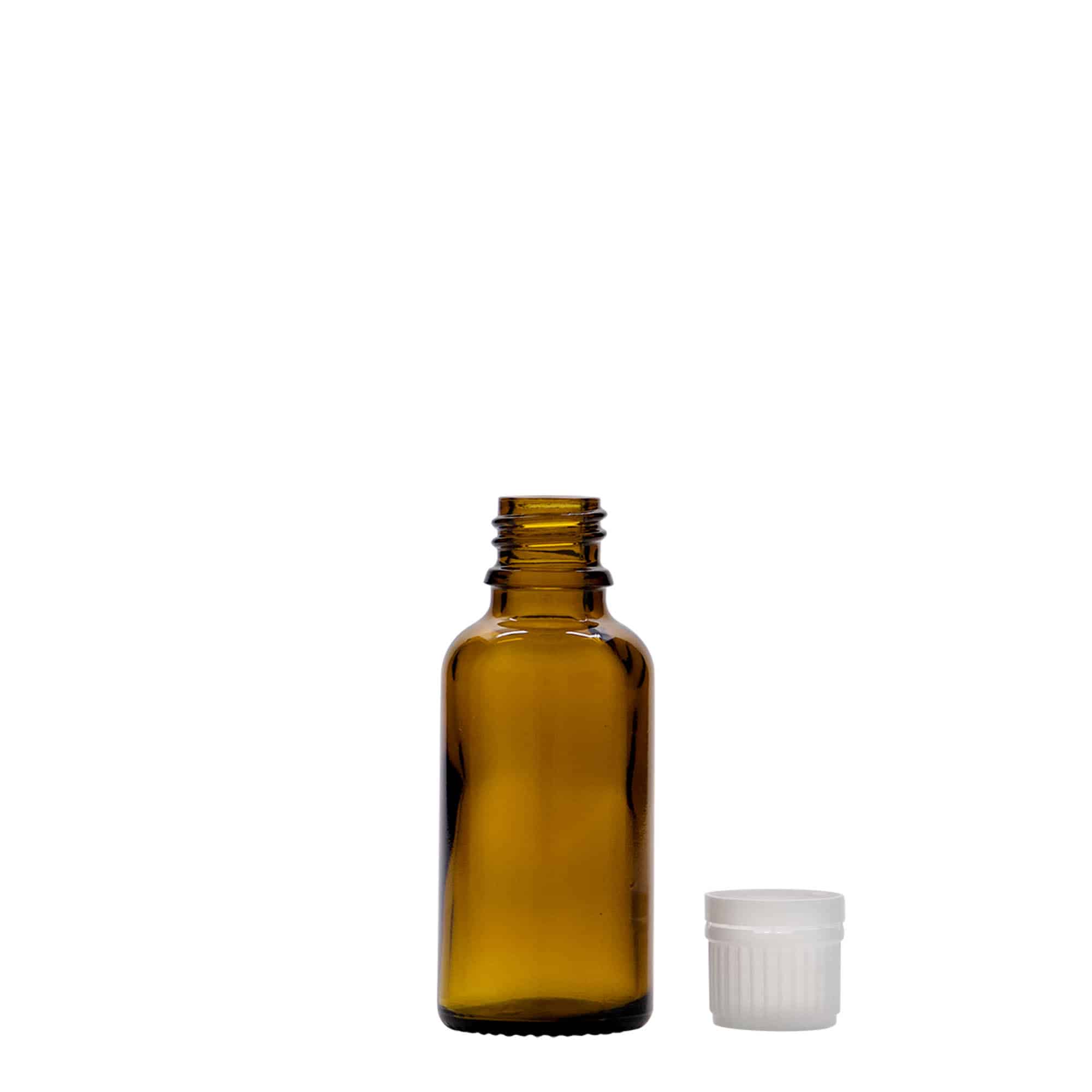 30 ml frasco medicinal, vidrio, marrón, boca: DIN 18