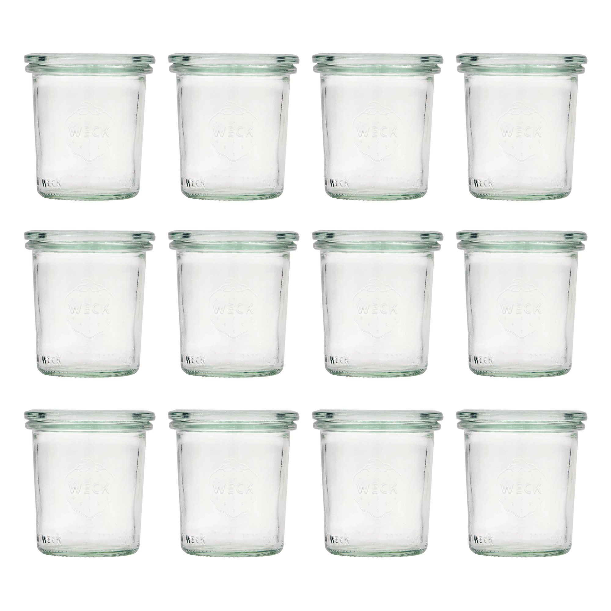 12x 140 ml tarro WECK de boca ancha con tapa de vidrio RR 60