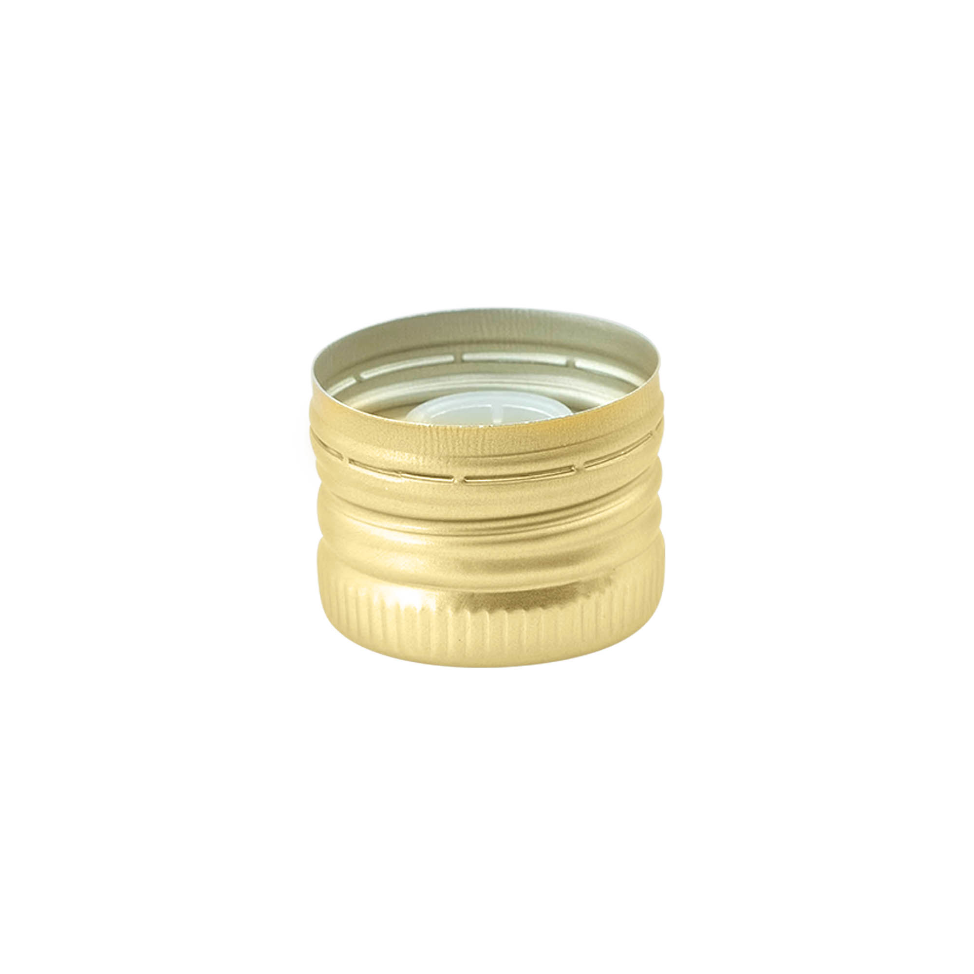 Tapón roscado con vertedor, metal-plástico, dorado, para boquilla: PP 31,5 Tapón roscado con vertedor, metal-plástico, dorado, para boquilla: PP 31,5