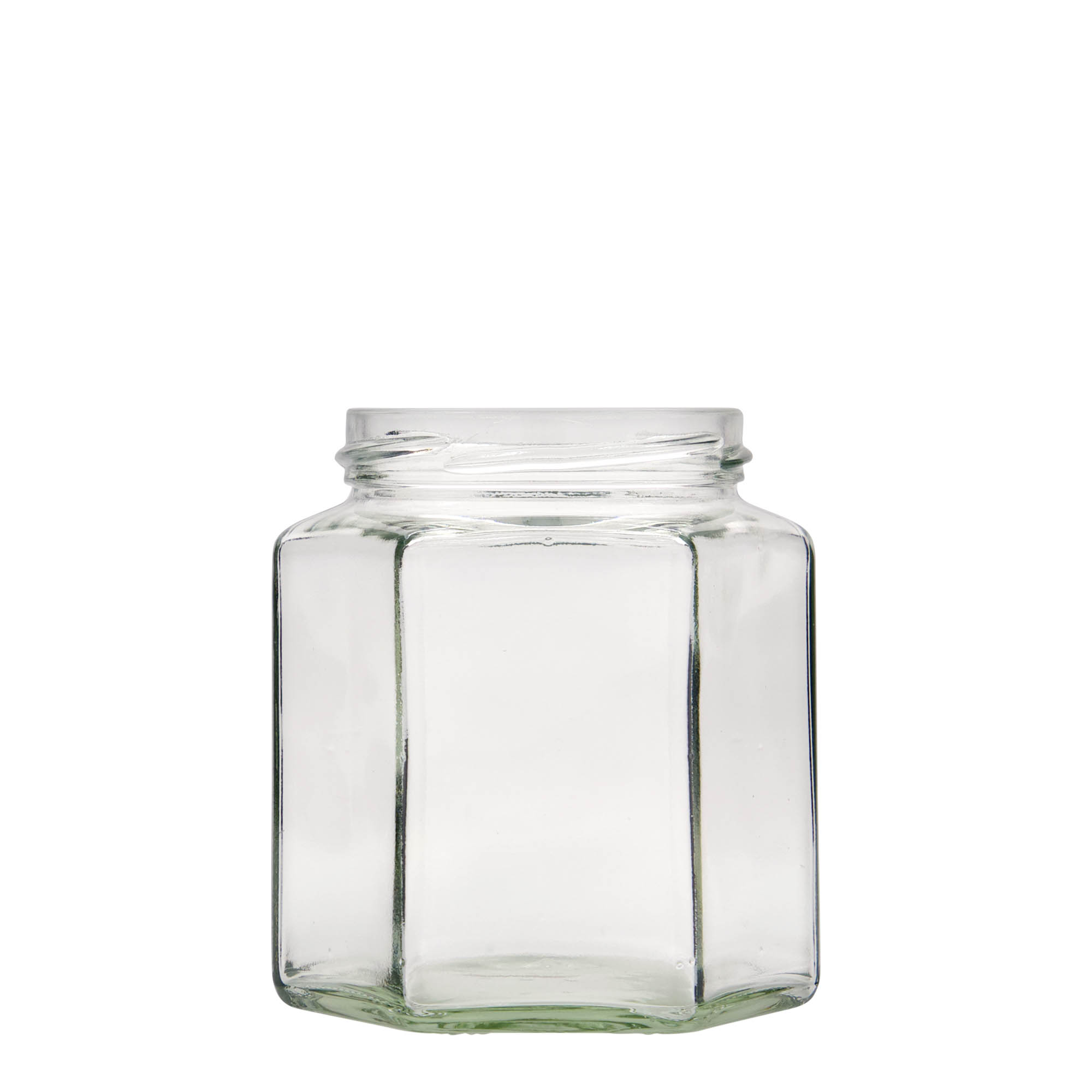 390 ml tarro hexagonal, boca: Twist-Off (TO 70) 390 ml tarro hexagonal, boca: Twist-Off (TO 70)