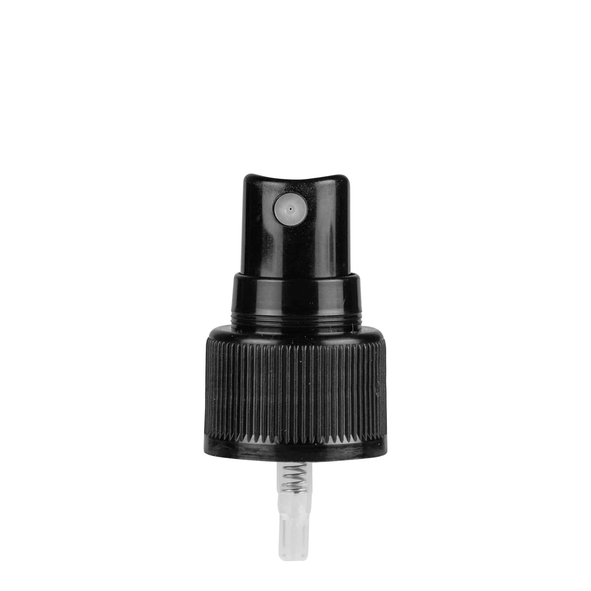Tapón roscado pulverizador, plástico PP, negro, para boca: 24/410