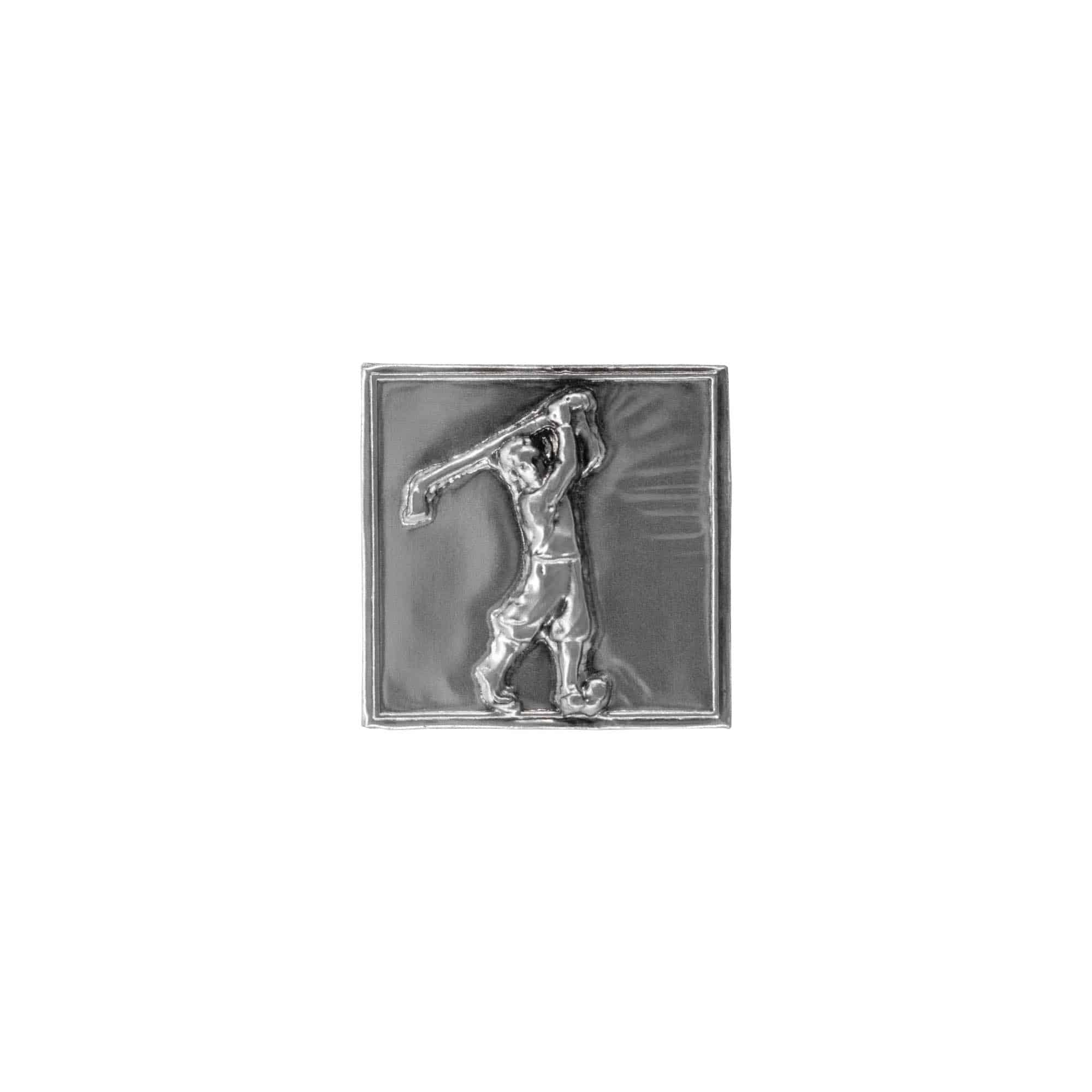 Etiqueta de estaño 'Golfista', cuadrada, metal, plateada