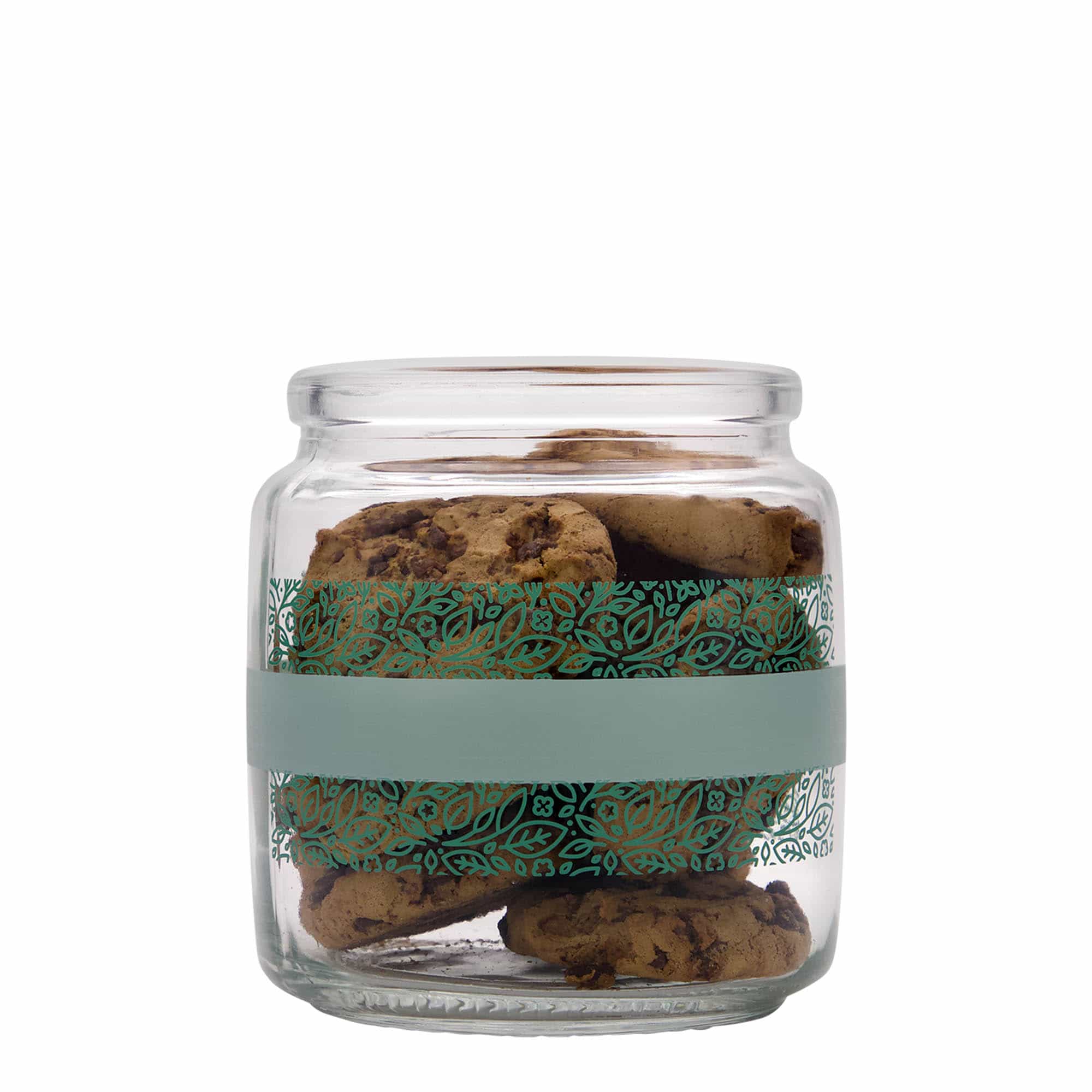 750 ml tarro de vidrio con corcho «Giara», motivo: Naturalmente verde, boca: corcho