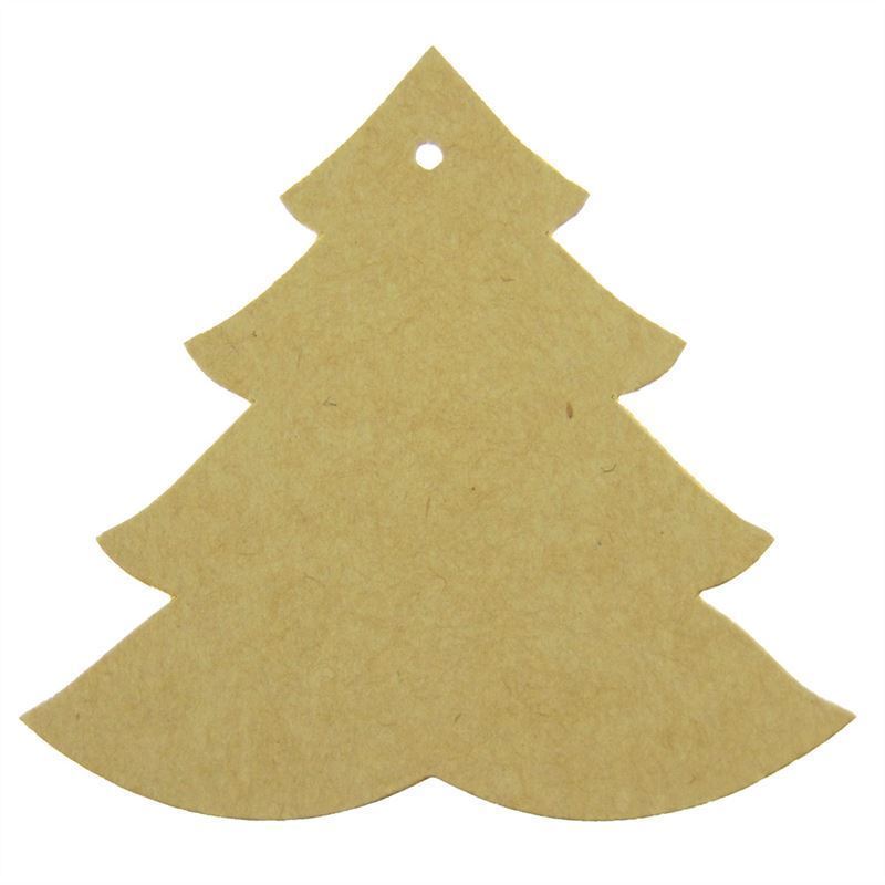 Etiqueta colgante con forma de árbol de navidad, marrón