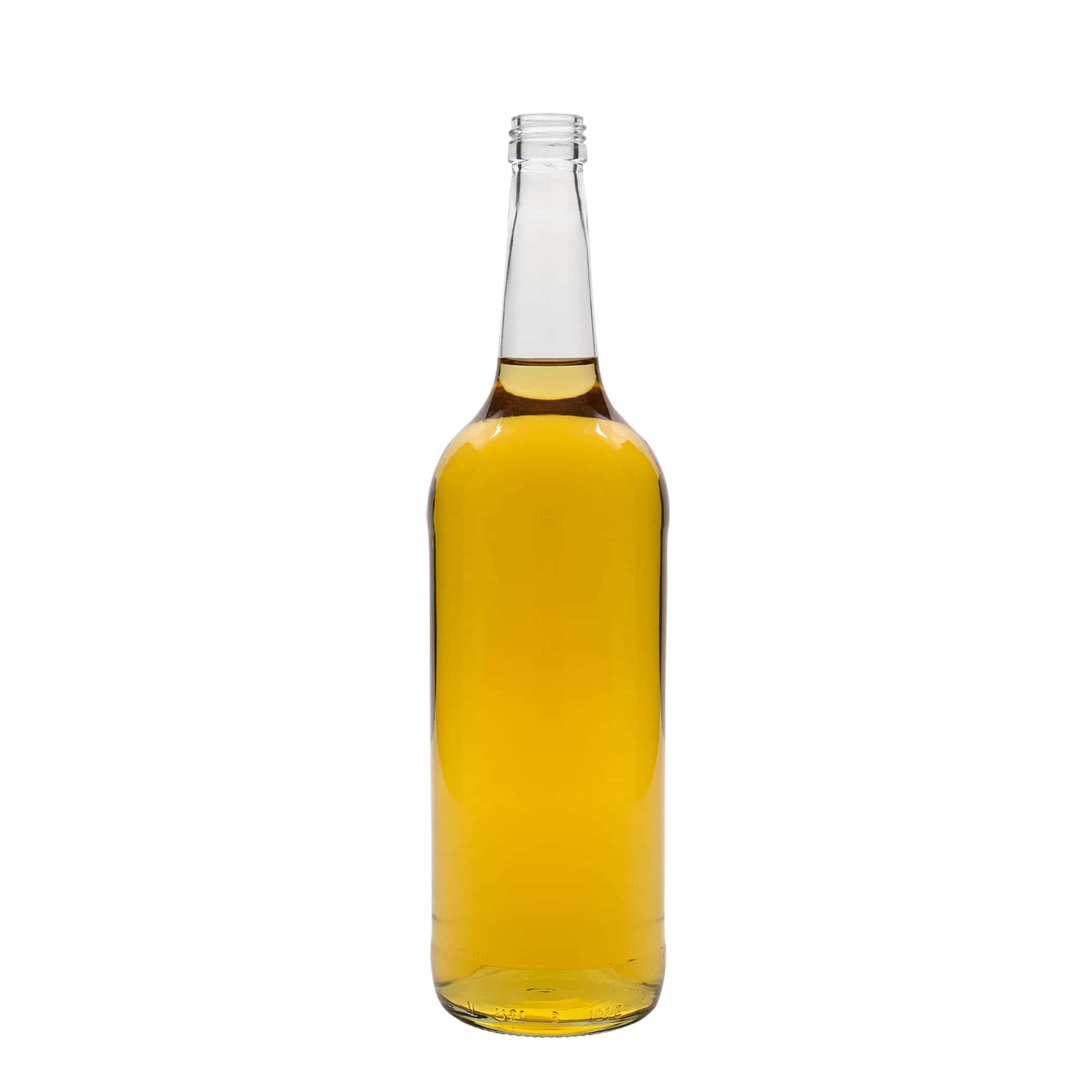 Botella de vidrio con cuello recto de 1000 ml, boca: PP 28