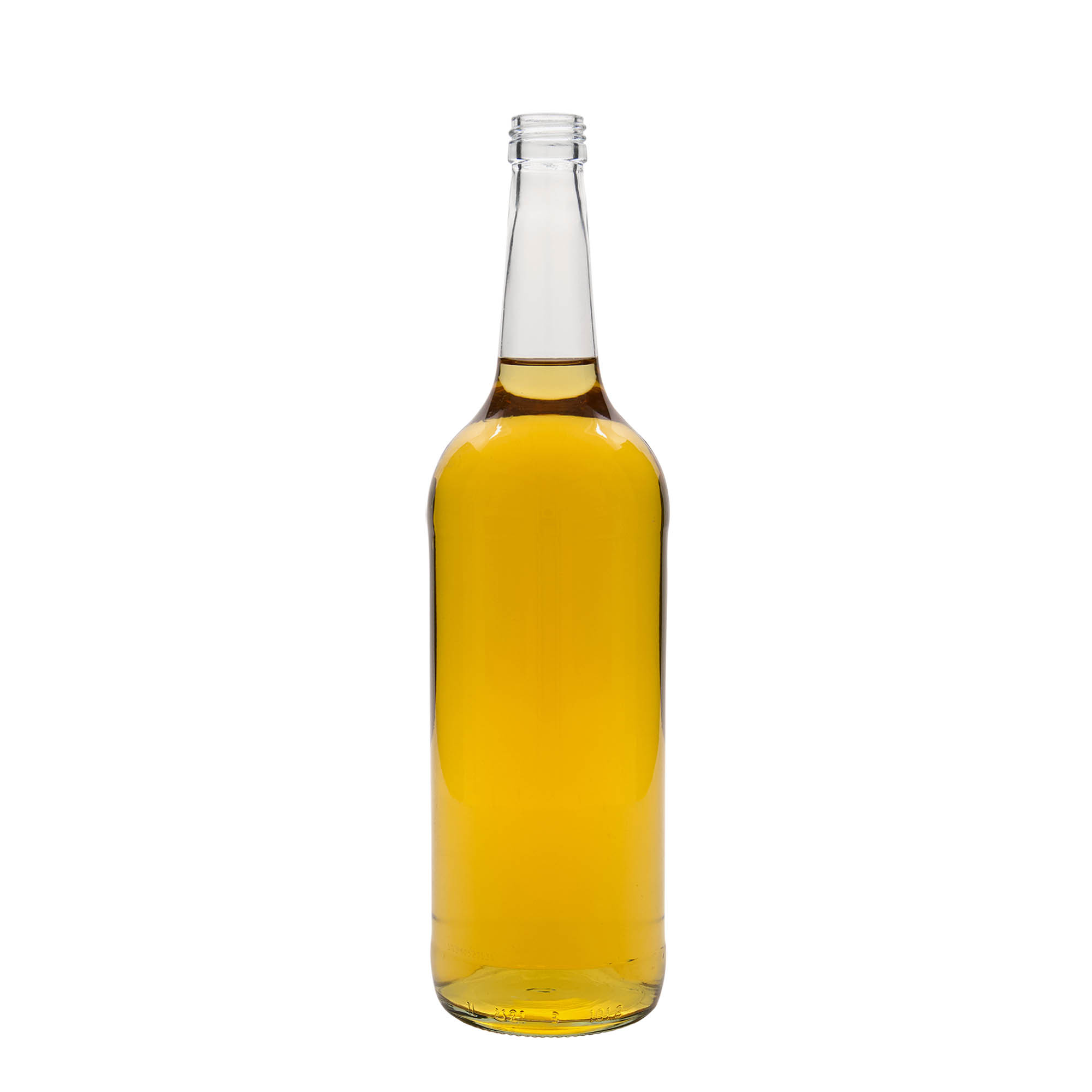 Botella de vidrio de 1.000 ml, cuello recto, boca: PP 28