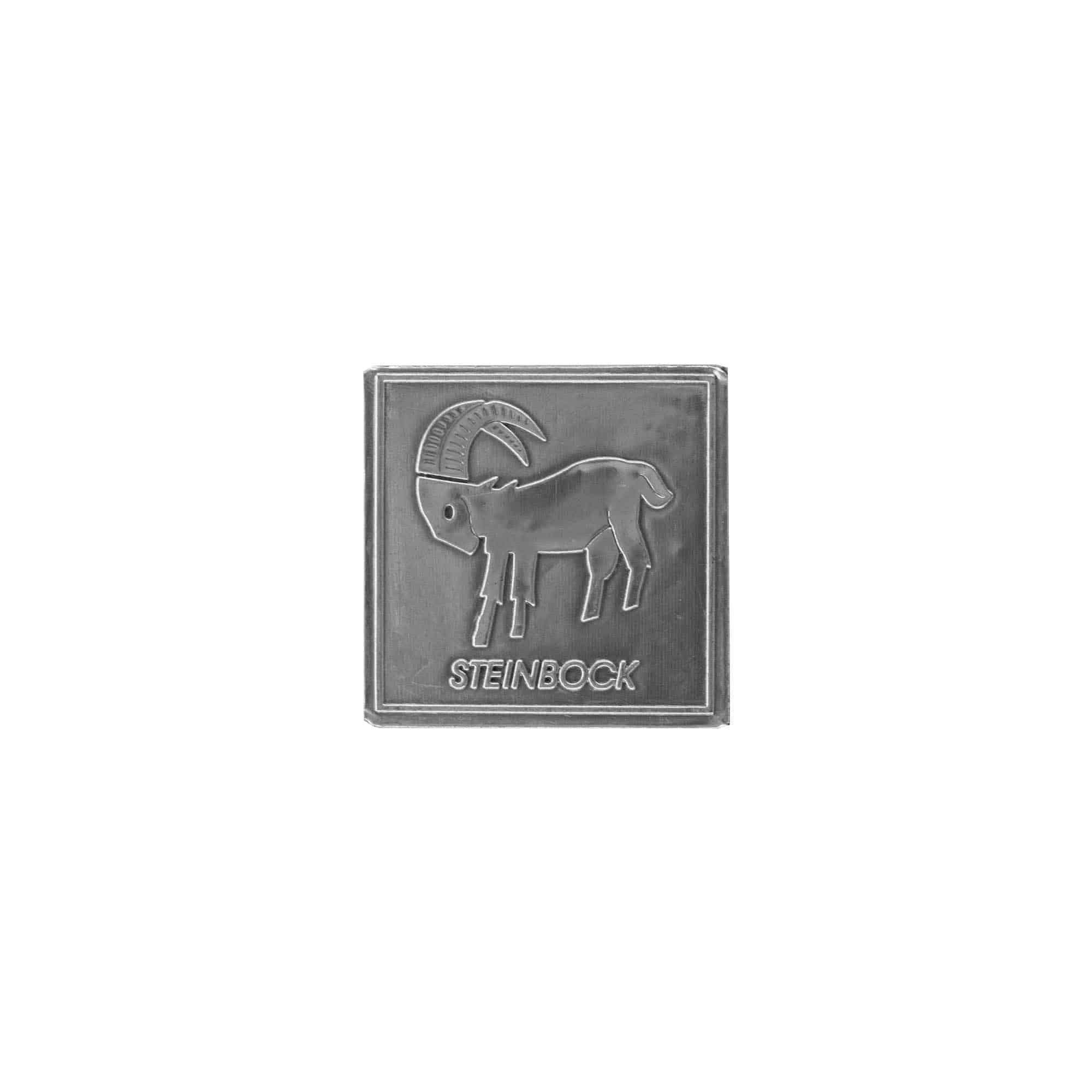 Etiqueta de estaño 'Aries', cuadrada, metal, plateado Etiqueta de estaño 'Aries', cuadrada, metal, plateado