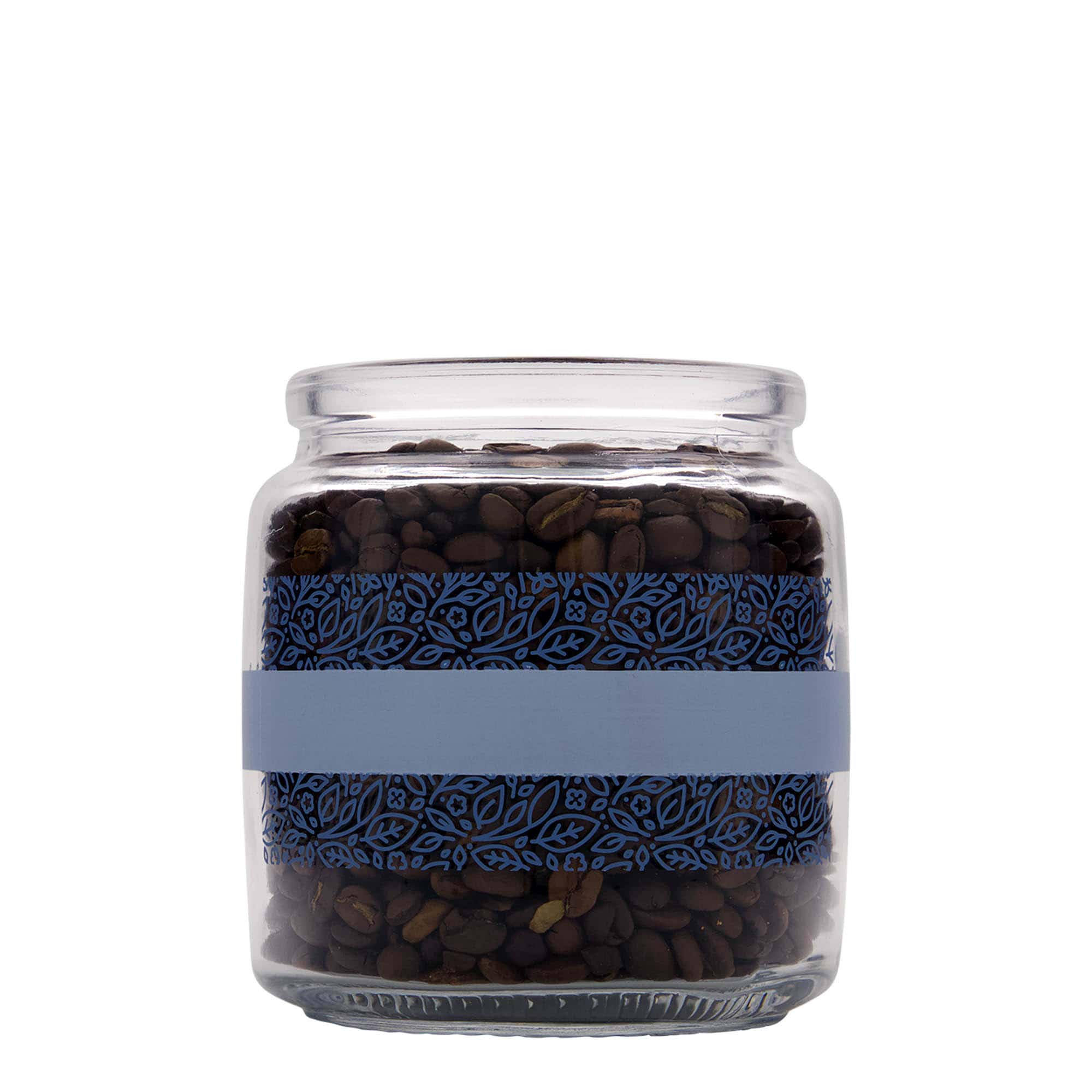 750 ml tarro de vidrio con corcho «Giara», motivo: Naturalmente azul, boca: corcho