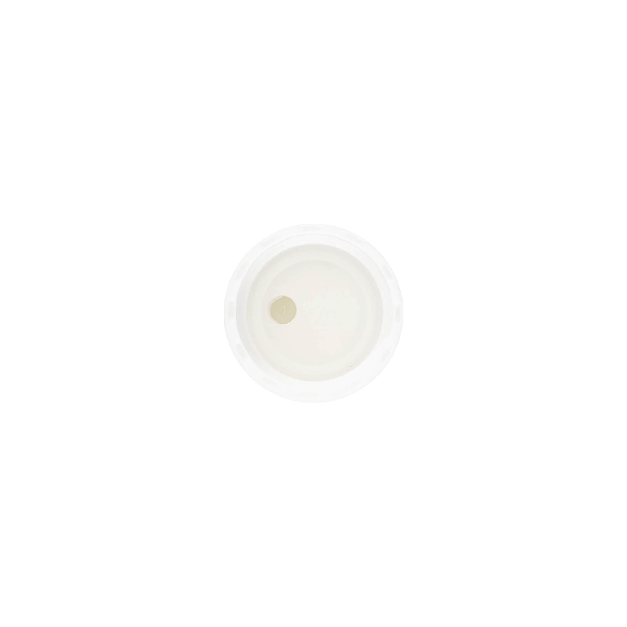 Tapa de rosca Disc Top, plástico PP, blanca, para boca: 20/410 Tapa de rosca Disc Top, plástico PP, blanca, para boca: 20/410