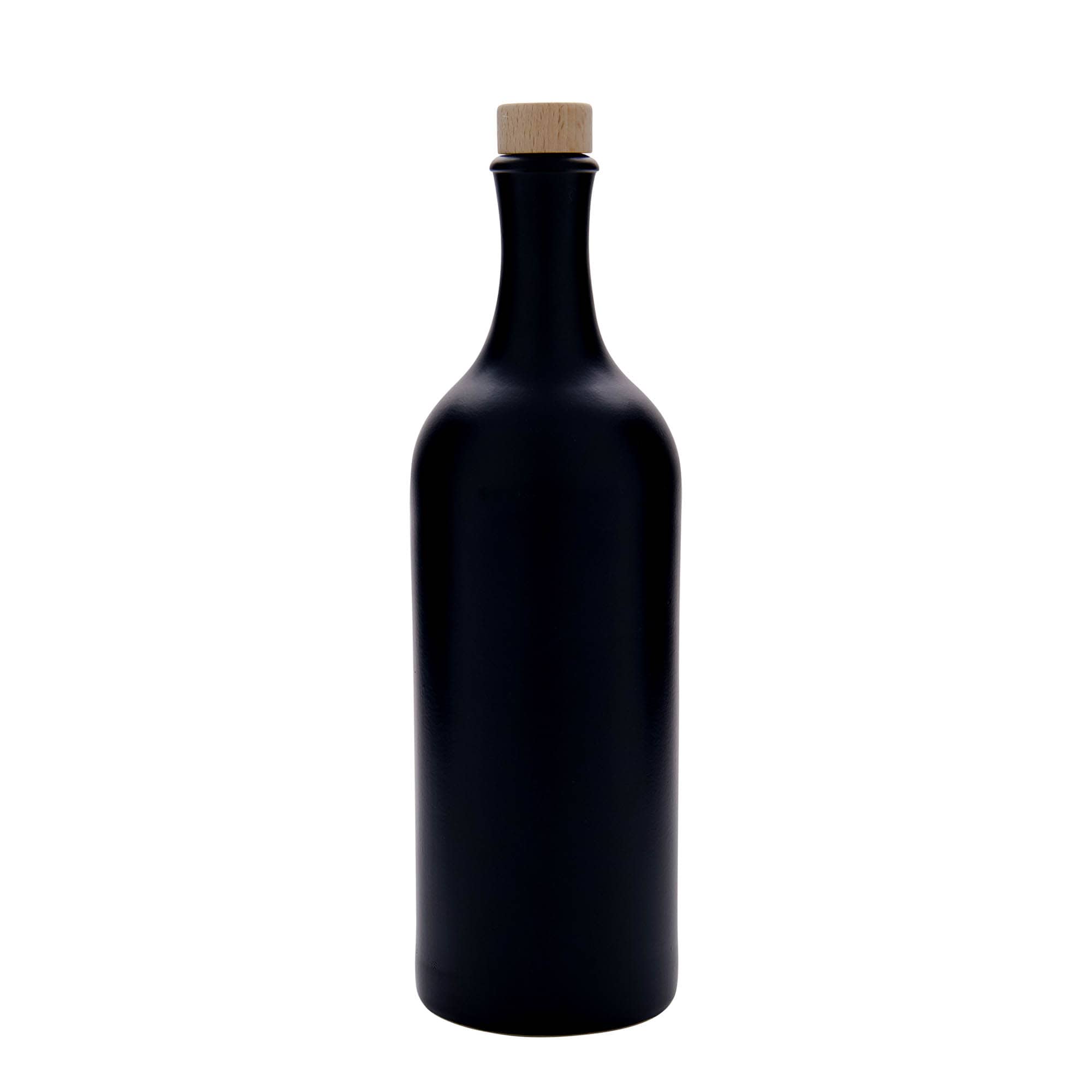 Jarra de barro de cuello largo de 750 ml, gres, negro, boca: corcho