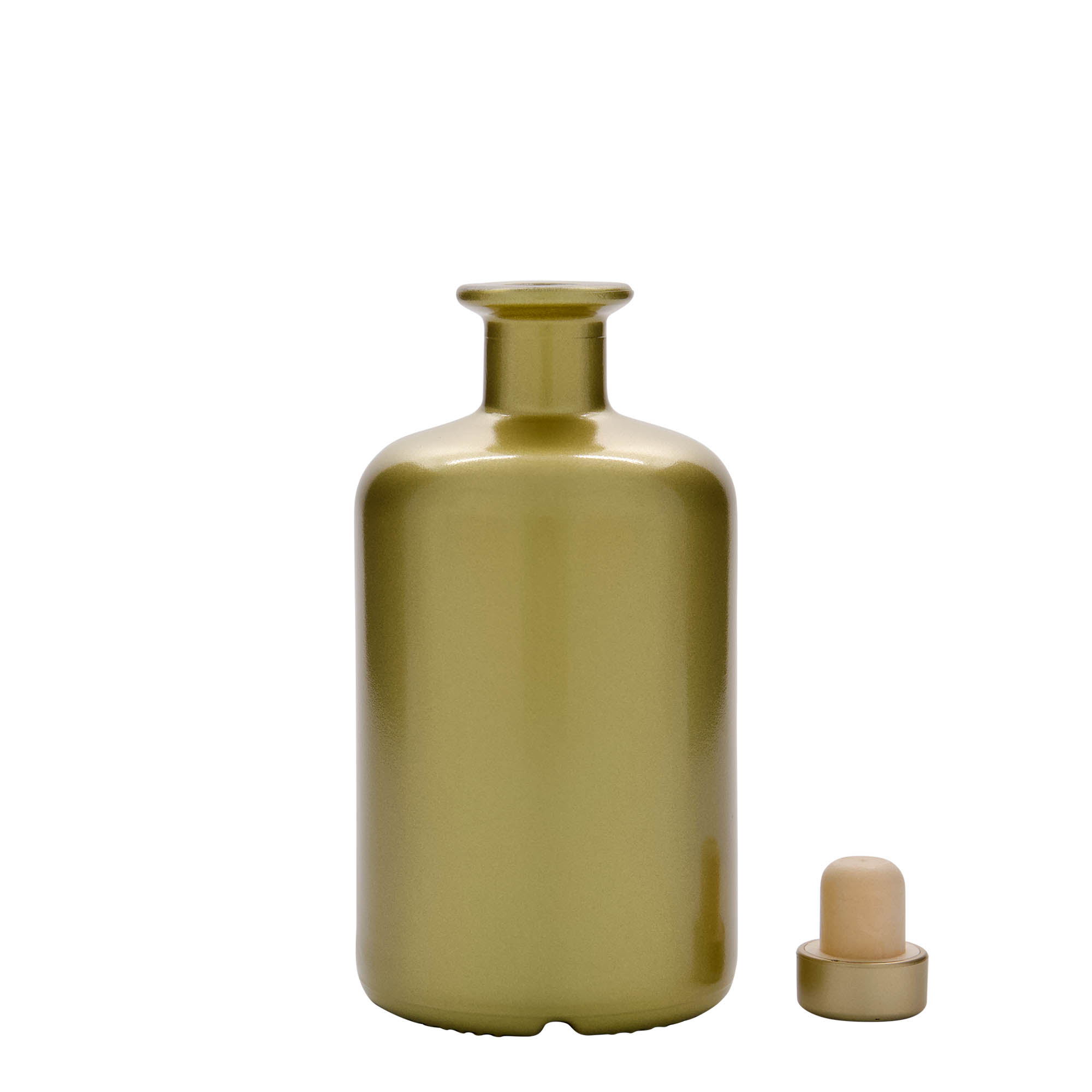 Botella de vidrio de 500 ml para farmacéutico, dorada, boca: corcho Botella de vidrio de 500 ml para farmacéutico, dorada, boca: corcho