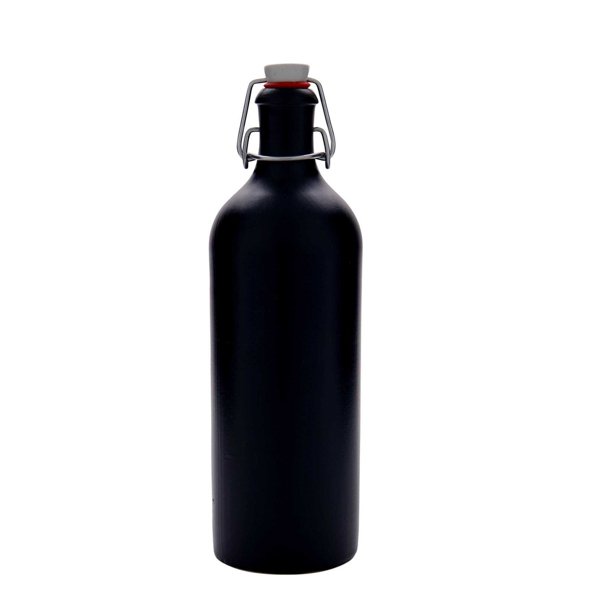 Jarra de barro de 750 ml, gres, negra, boca: cierre de palanca