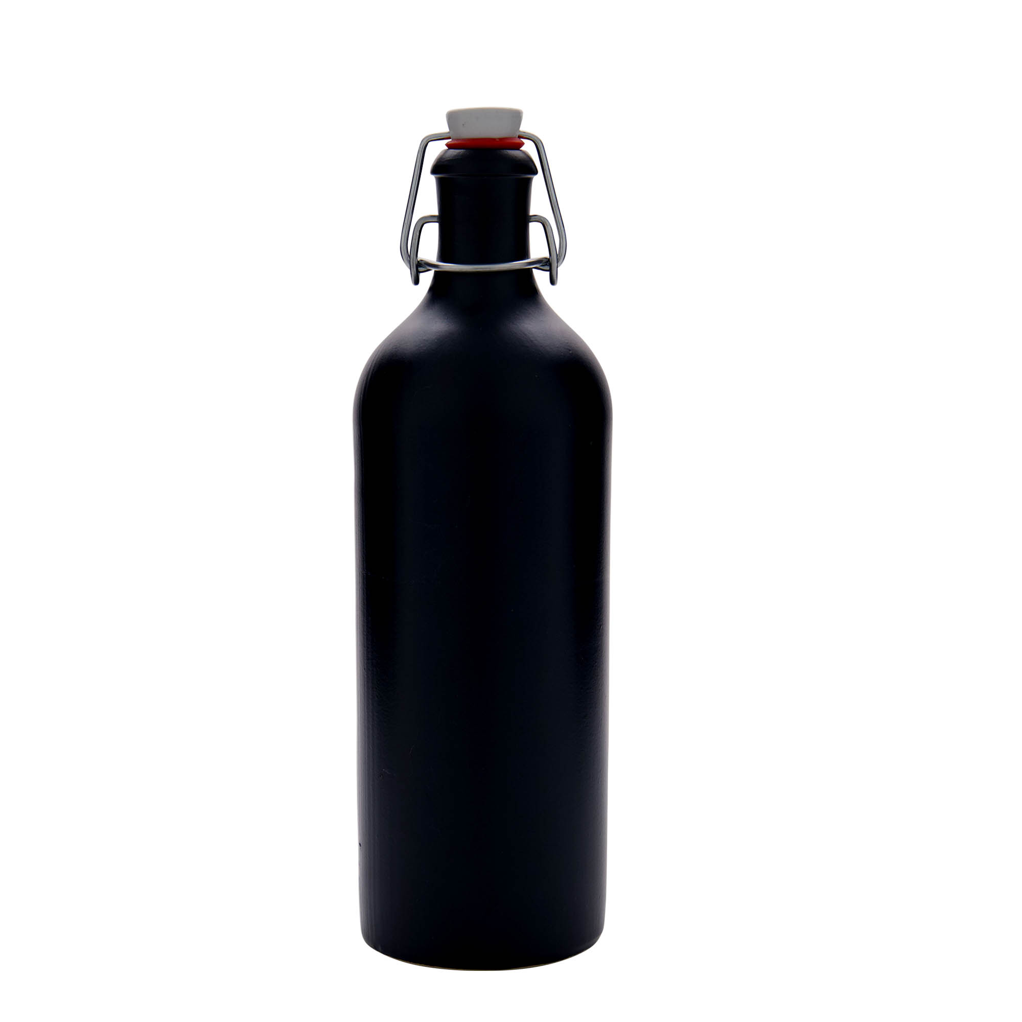 Jarra de barro de 750 ml, gres, negra, boca: cierre de palanca