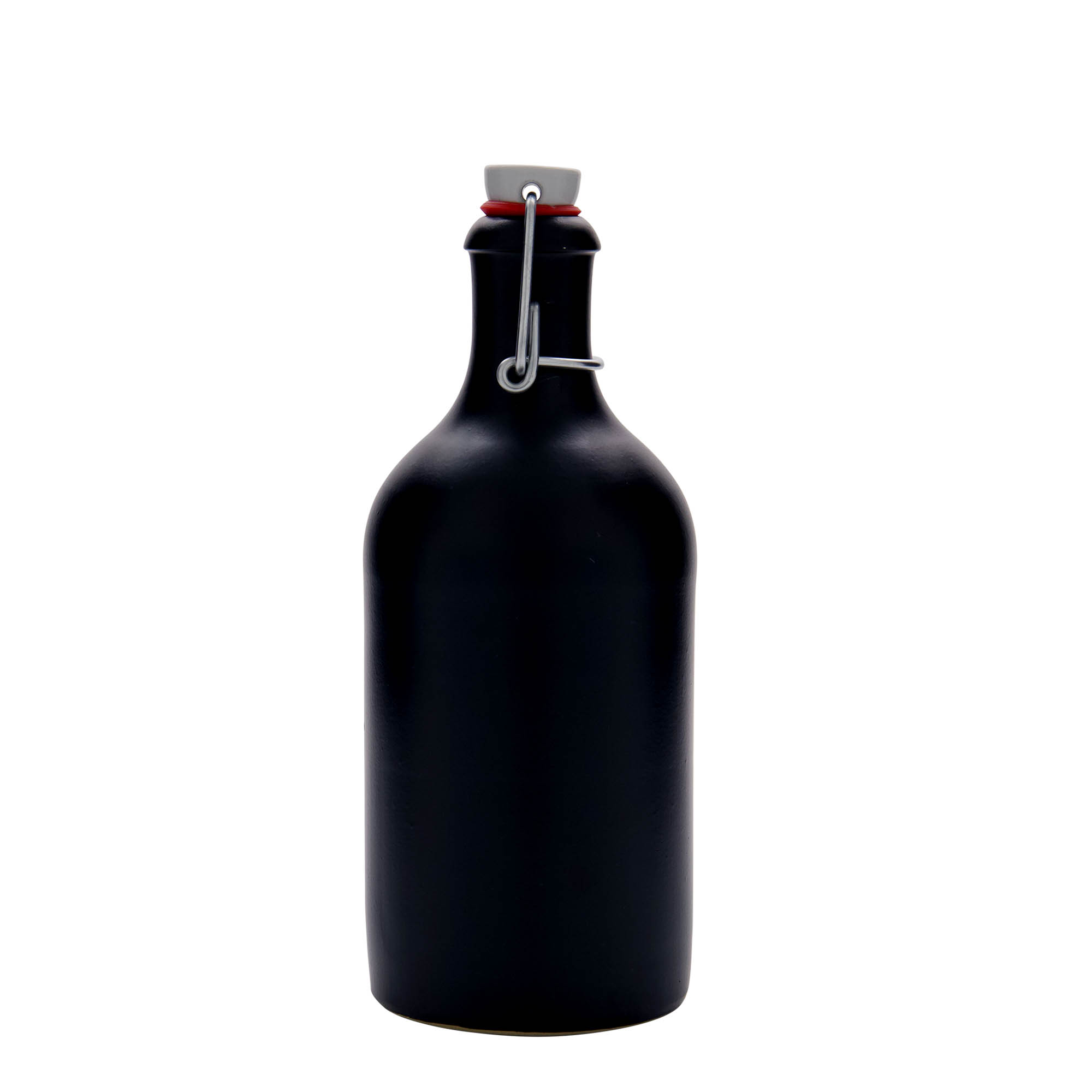 Jarra de barro de 500 ml, gres, negra, boca: cierre de palanca