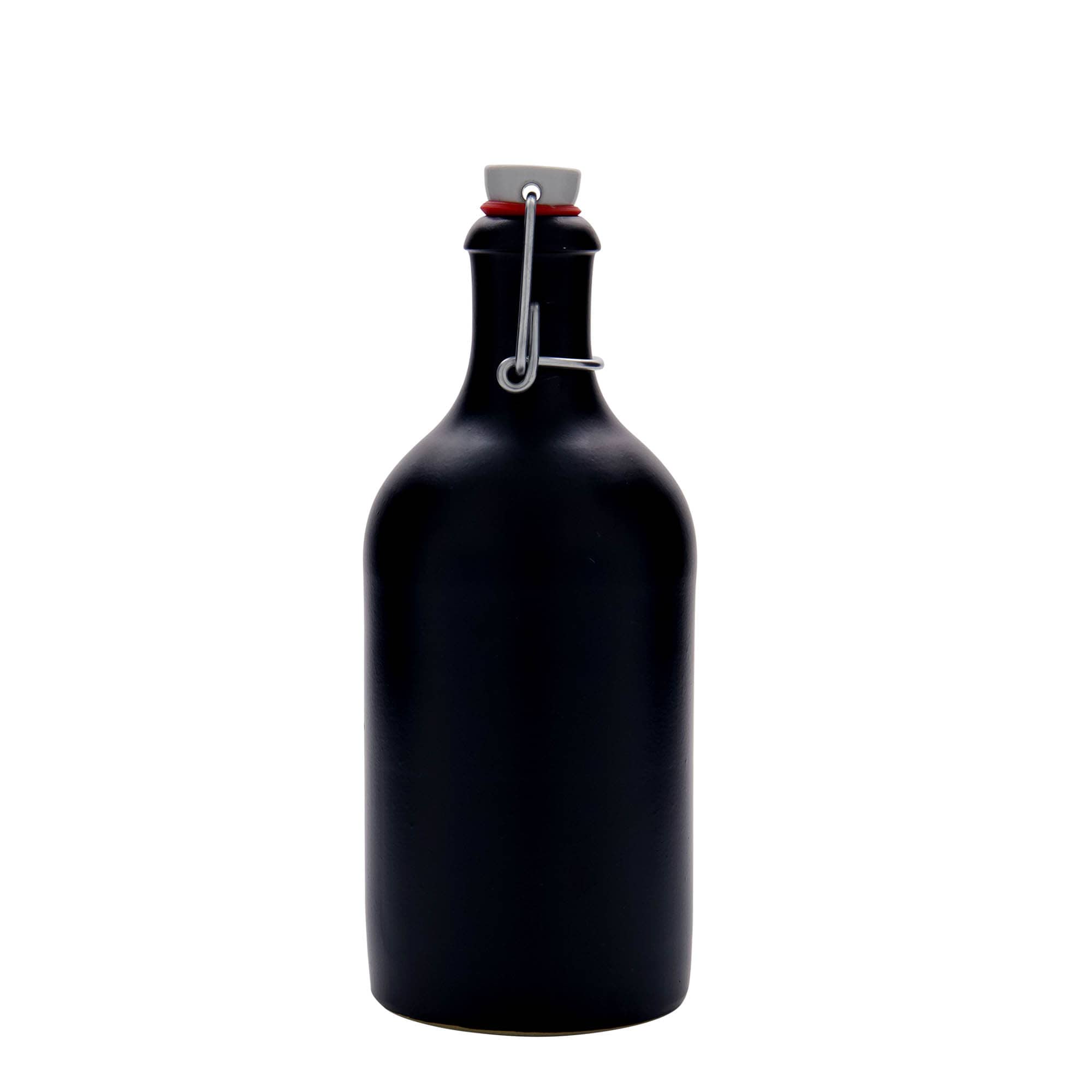 Jarra de barro de 500 ml, gres, negra, boca: cierre de palanca