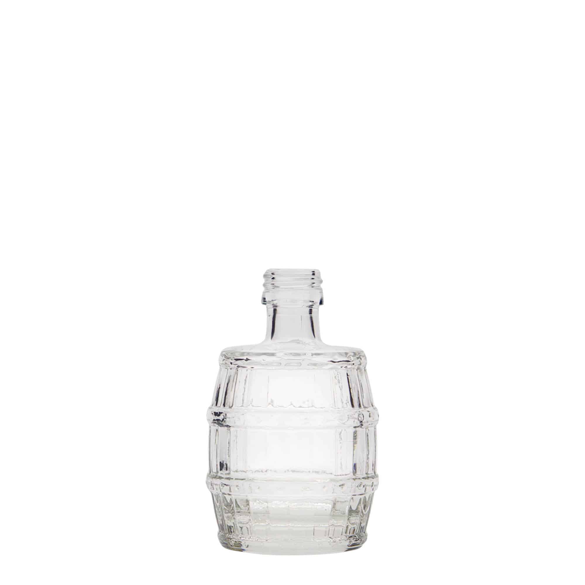 Botella de vidrio 'Barril' de 50 ml, boca: PP 18