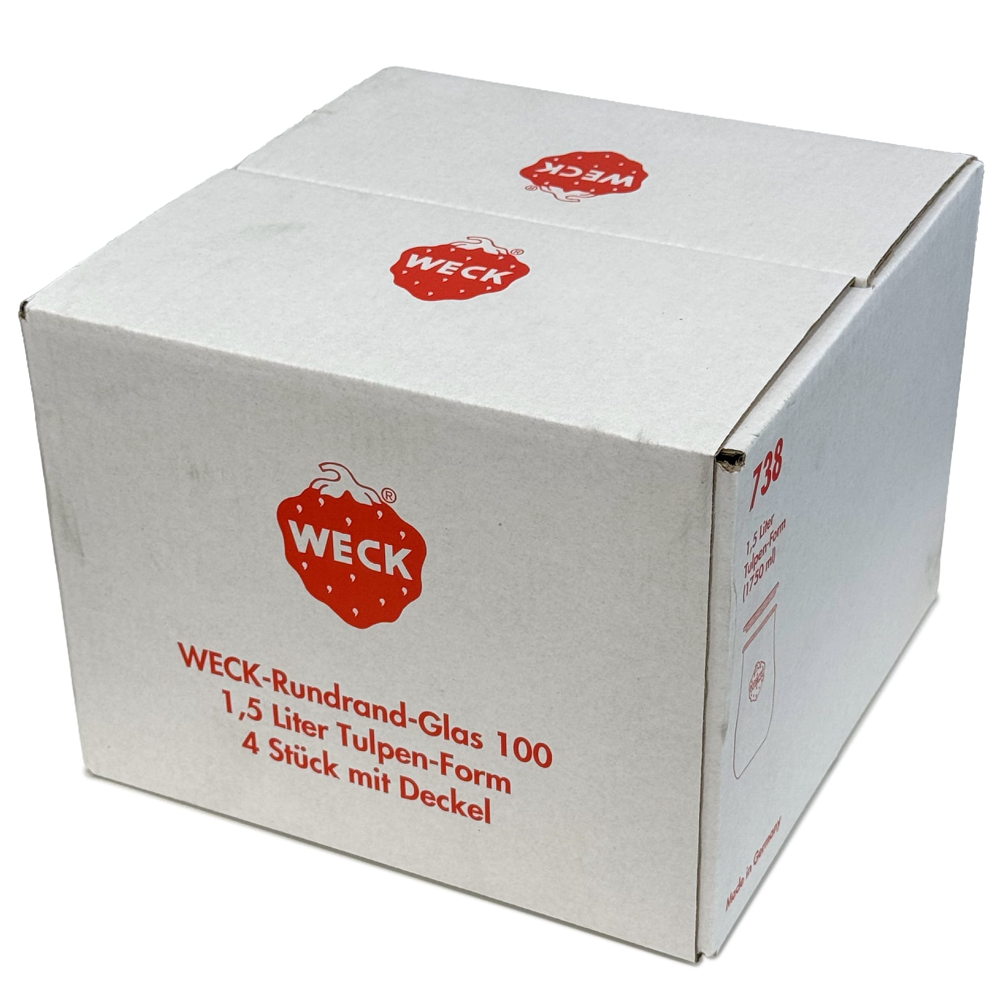 4x 1750 ml vaso tipo tulipán WECK con tapa de vidrio RR 100