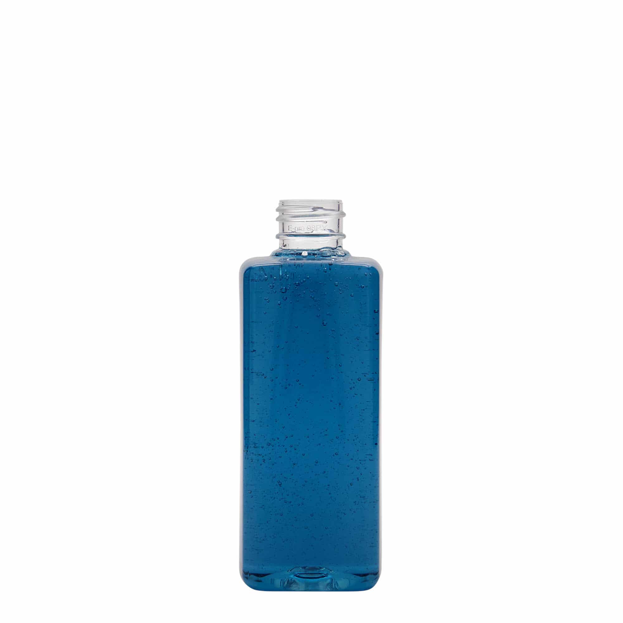 Botella de PET 'Karl' de 200 ml, cuadrada, plástico, boca: GPI 24/410