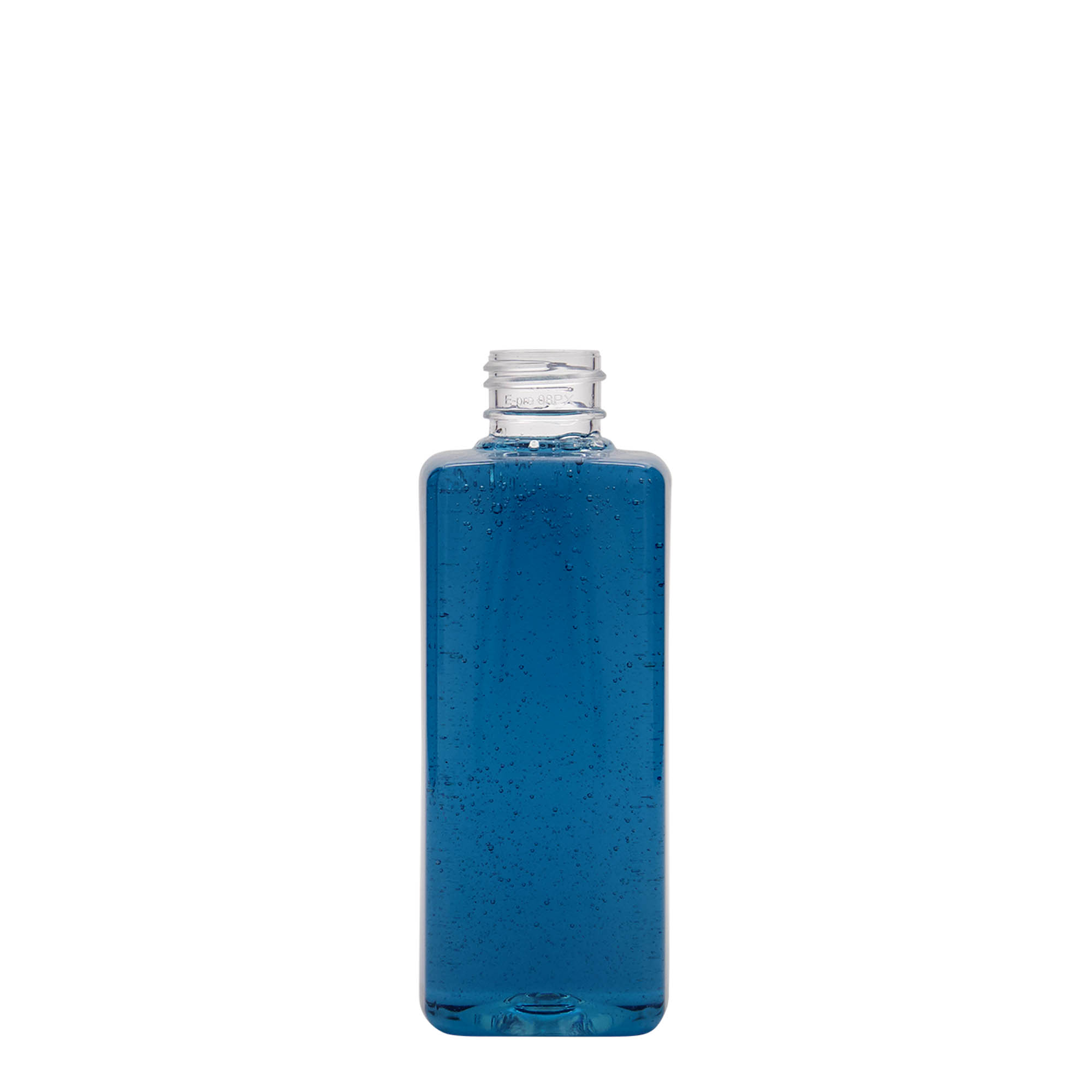 Botella de PET 'Karl' de 200 ml, cuadrada, plástico, boca: 24/410