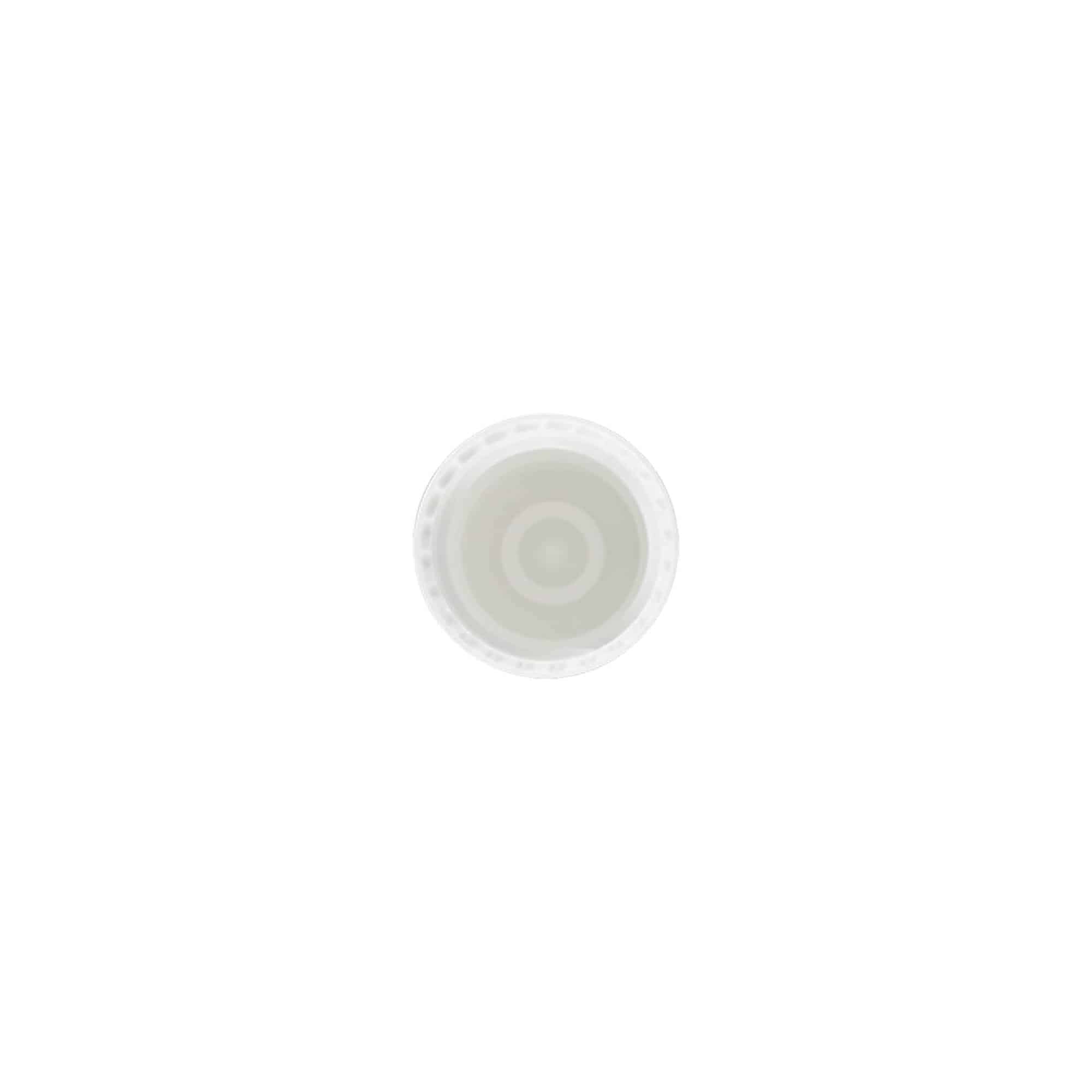 Tapa para botella roll-on de 10 ml, plástico PP, blanca, para boca: cierre de rosca