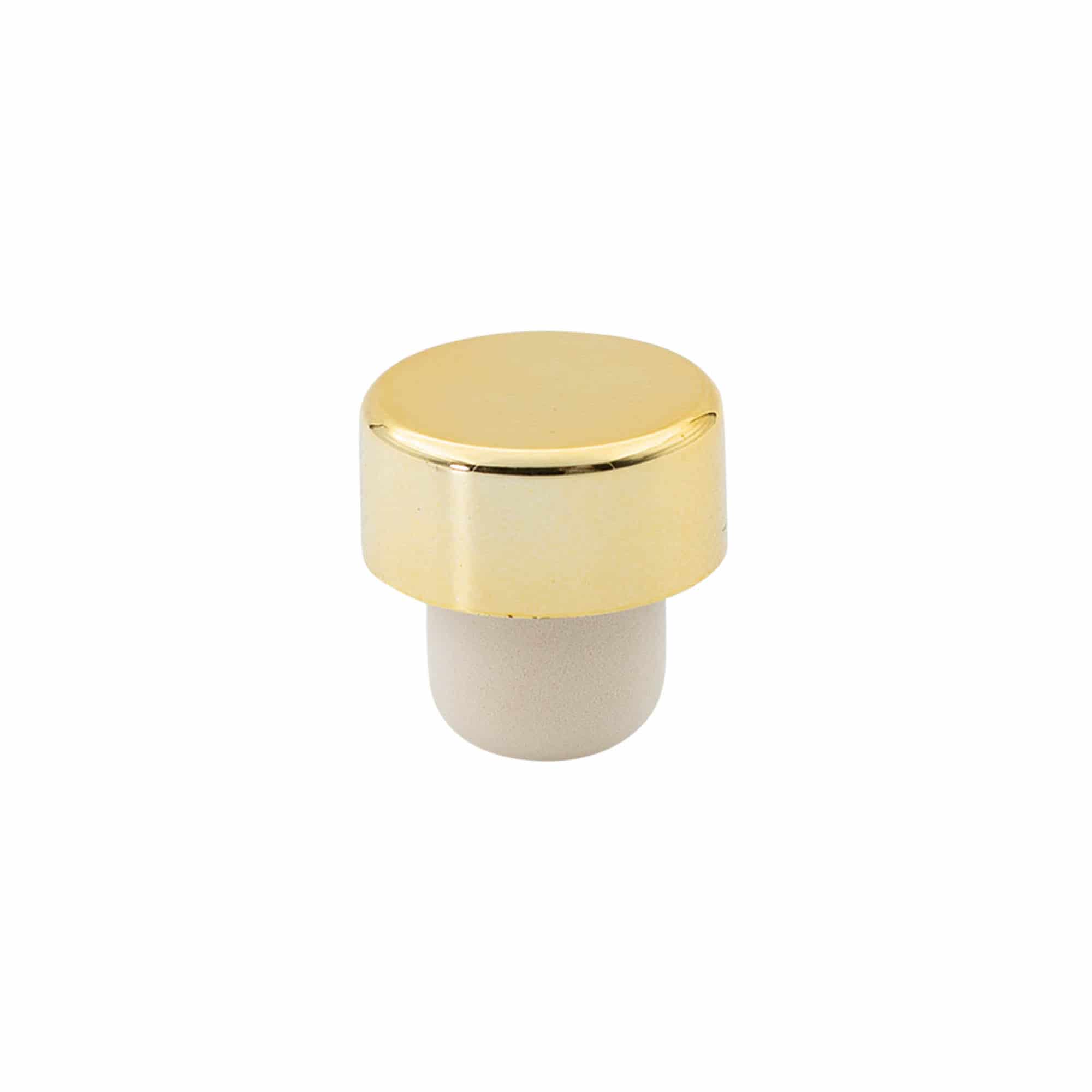 Corcho con cabeza de 19 mm, plástico, dorado, para boca: corcho Corcho con cabeza de 19 mm, plástico, dorado, para boca: corcho