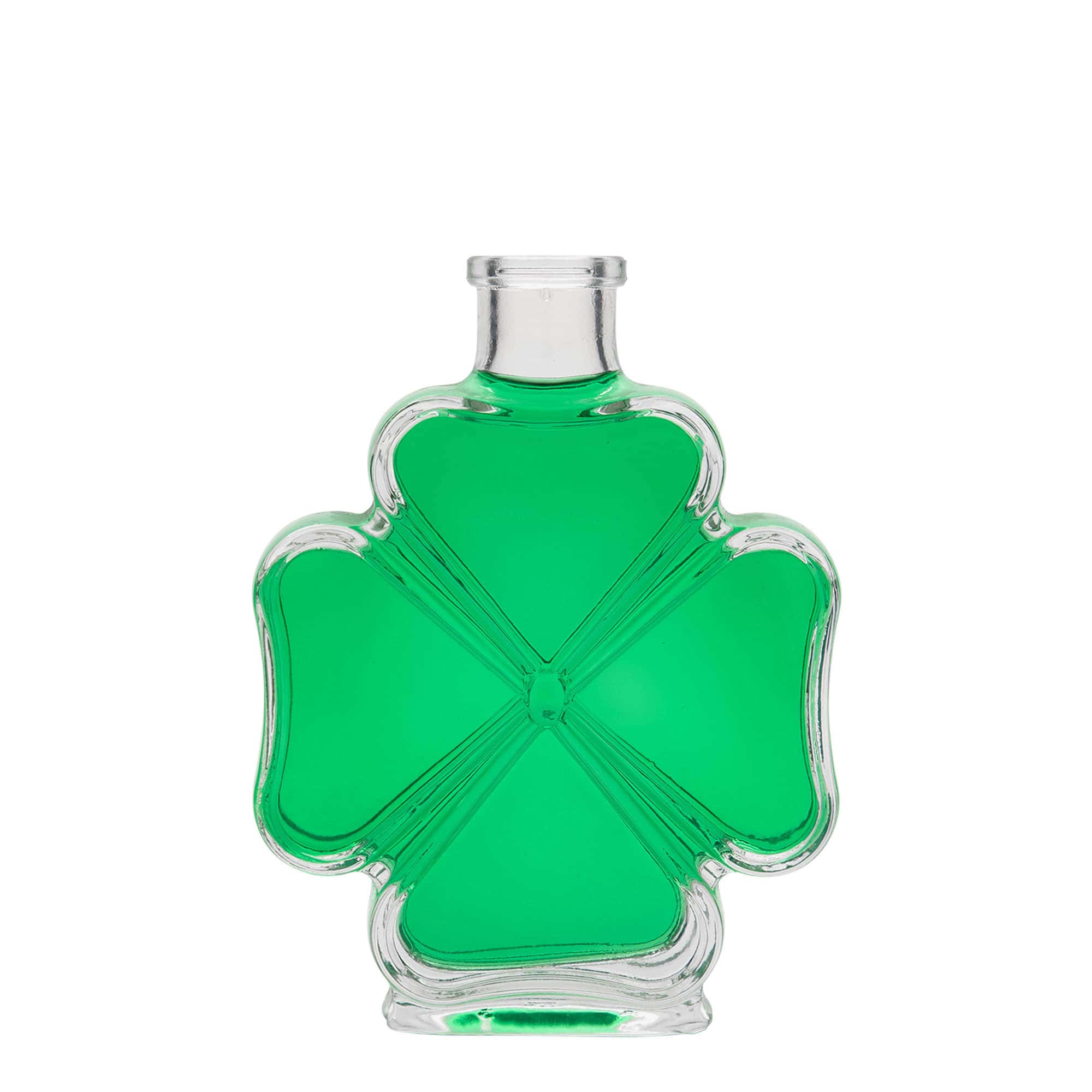 Botella de vidrio 'Kleeblatt' de 200 ml, boca: corcho