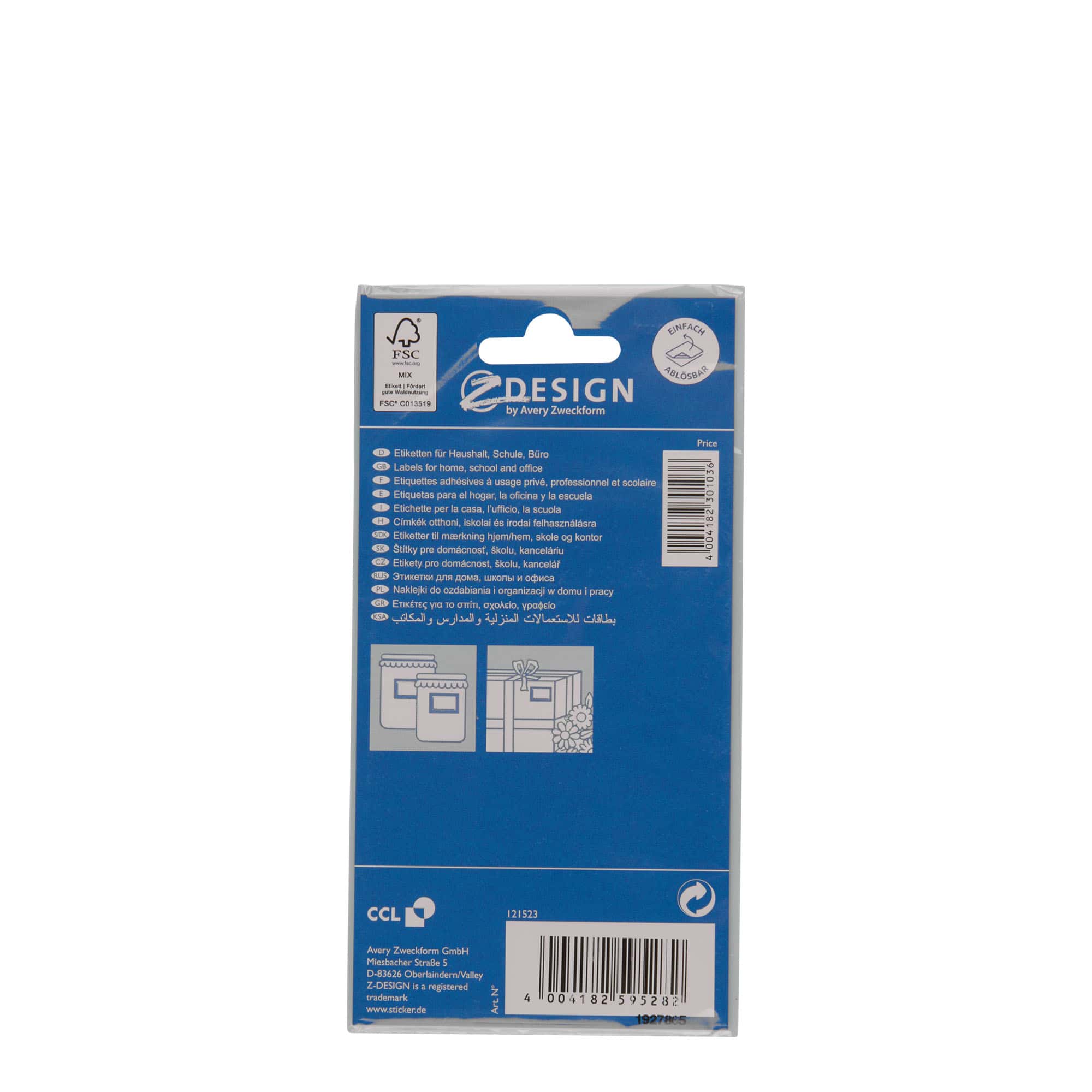 Zweckform Etiquetas 'Marco Azul', rectangulares, papel, blanco-azul