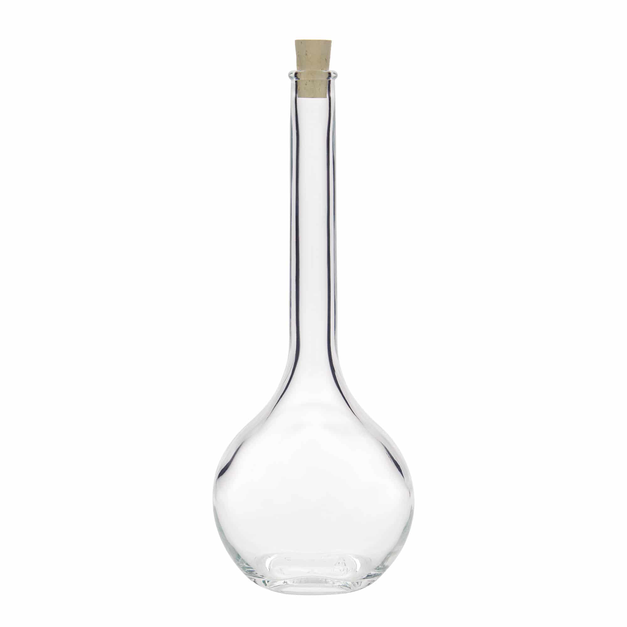 Botella de vidrio de 500 ml 'Contessa', ovalada, boca: corcho