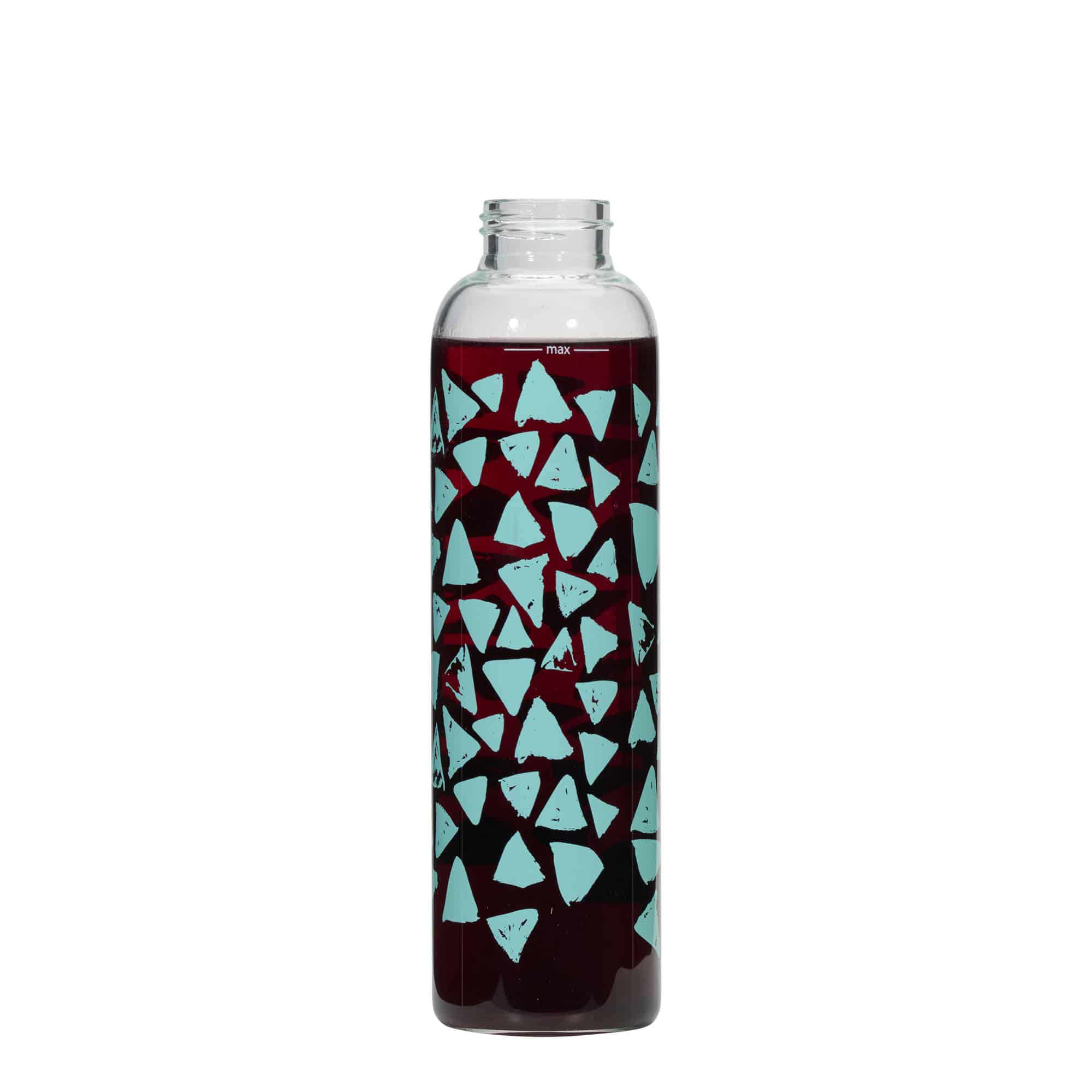 Botella de agua 'Perseus' de 500 ml, motivo: Triángulos turquesas, boca: tapón de rosca