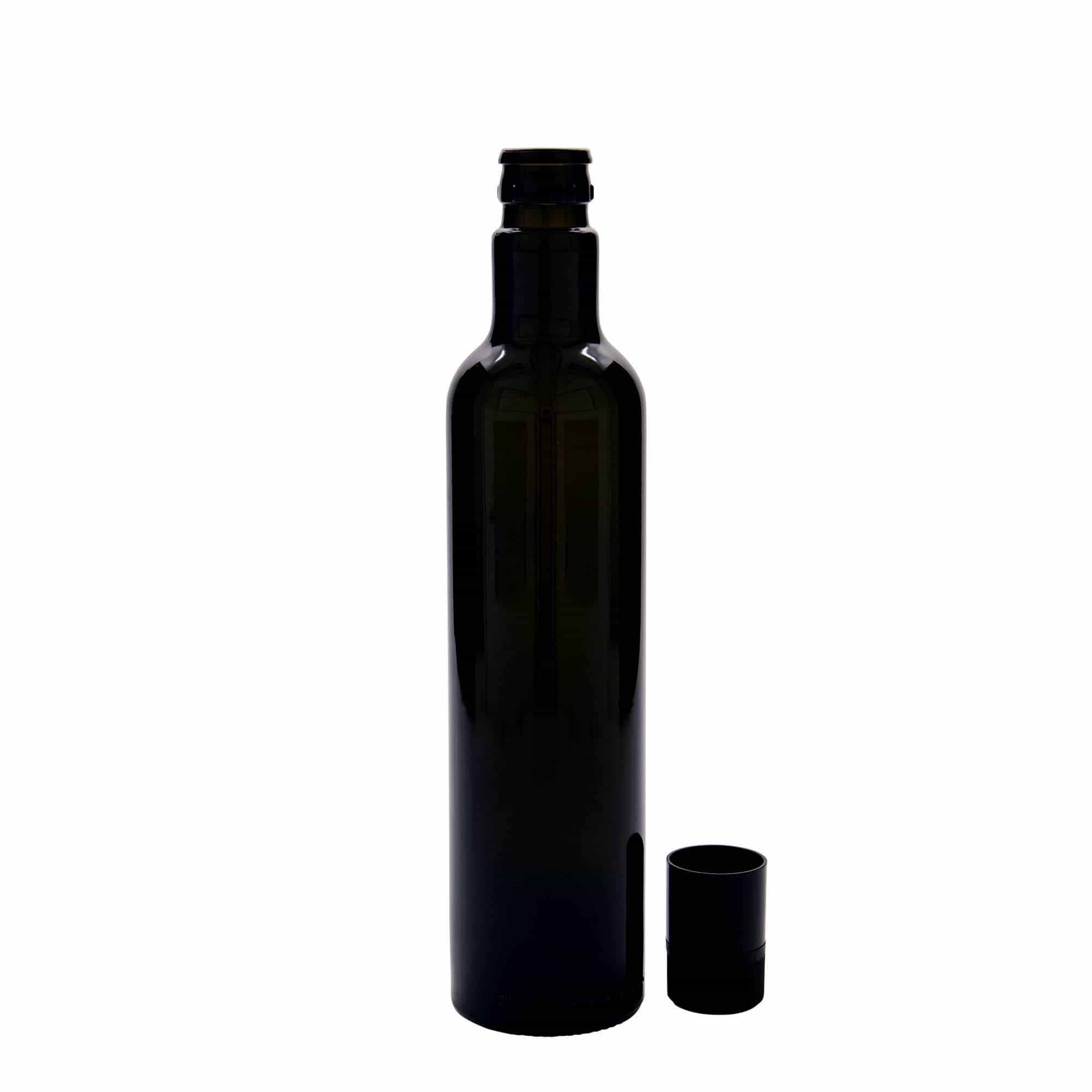 Botella de vinagre/aceite de 500 ml 'Willy New', vidrio, verde antiguo, boca: DOP