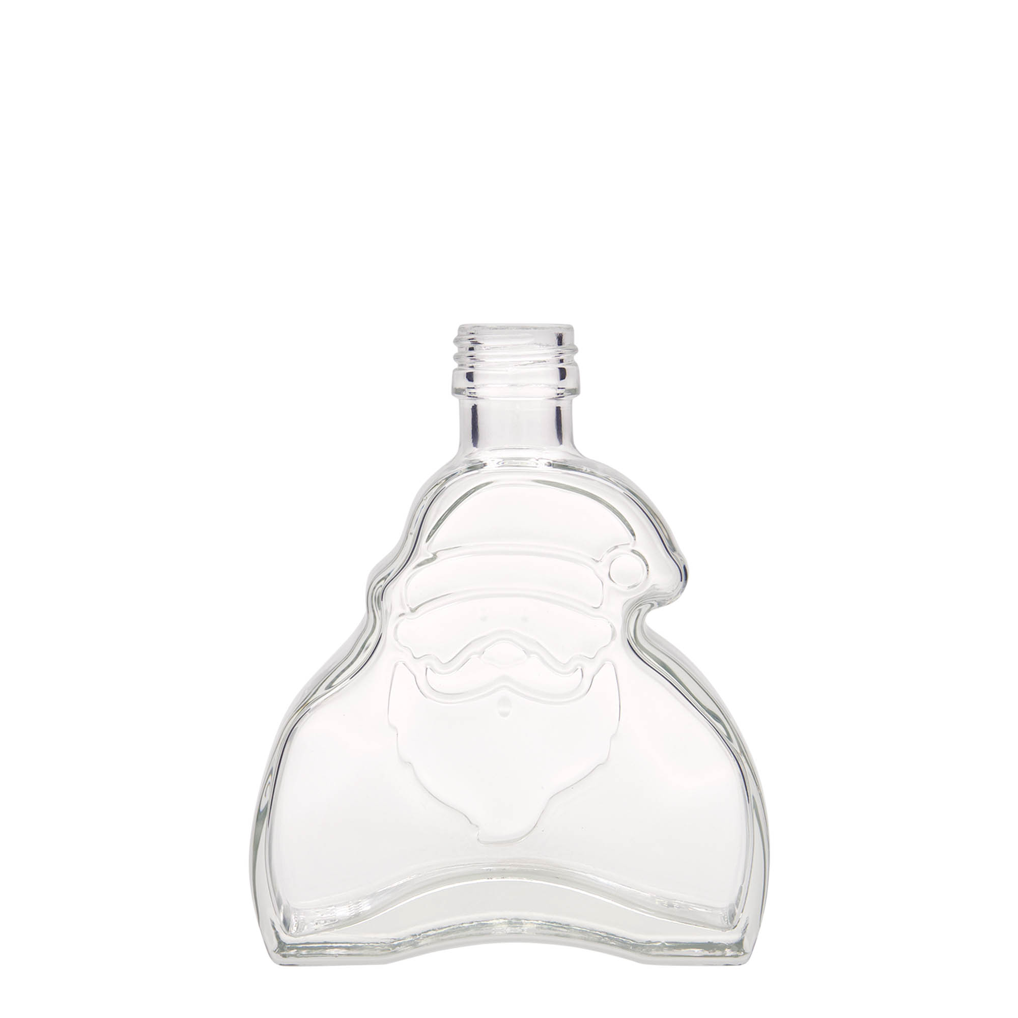Botella de vidrio de 200 ml 'Santa Claus', boca: PP 28 Botella de vidrio de 200 ml 'Santa Claus', boca: PP 28