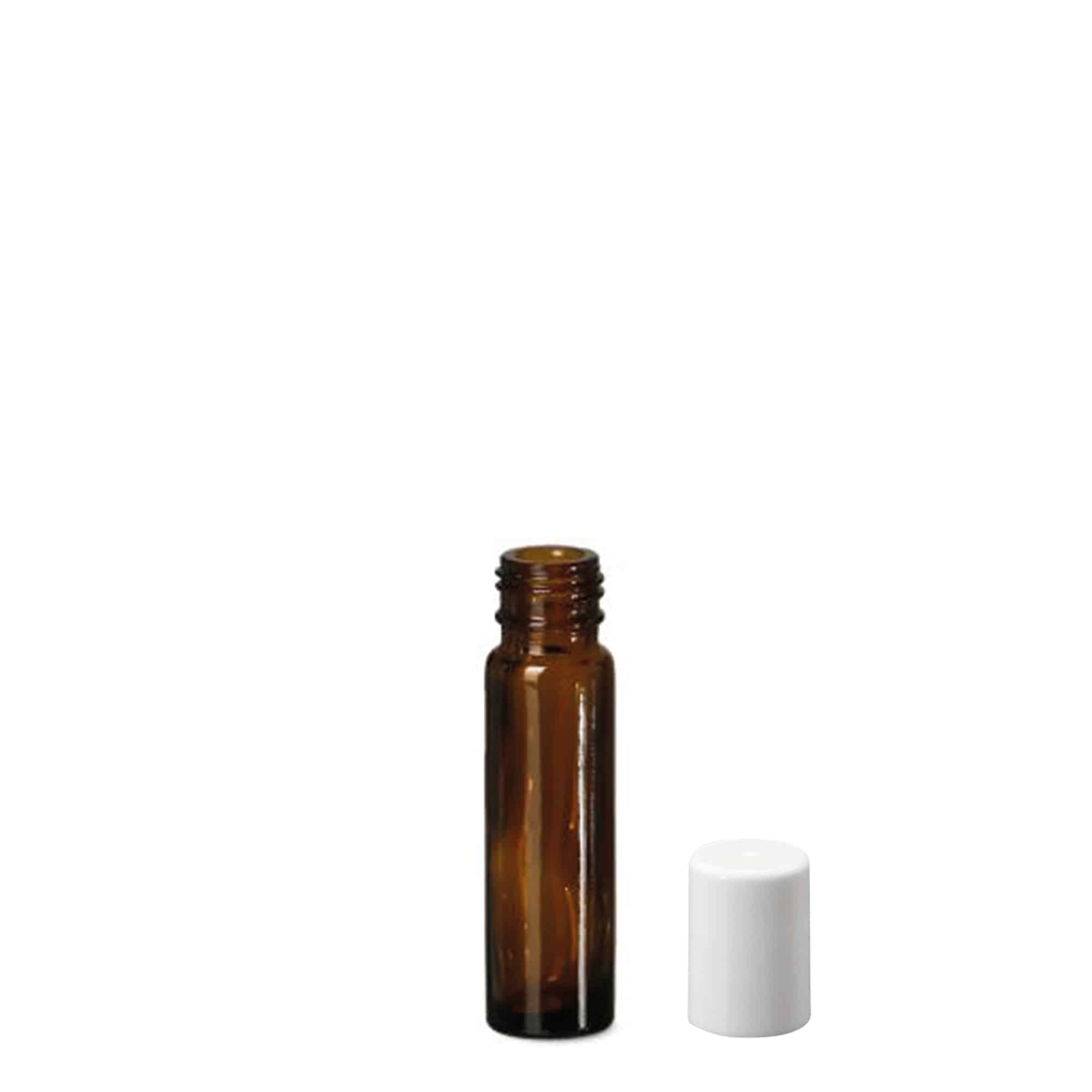 Botella de roll-on de 10 ml, vidrio, marrón, boca: cierre de rosca