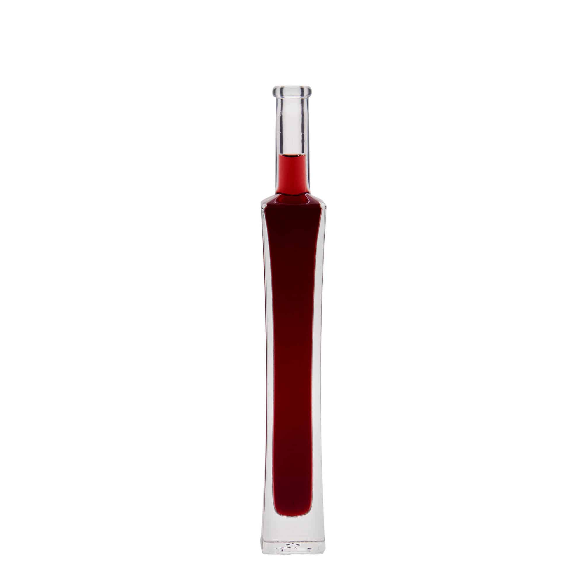 Botella de vidrio 'Koko' de 100 ml, cuadrada, boca: corcho