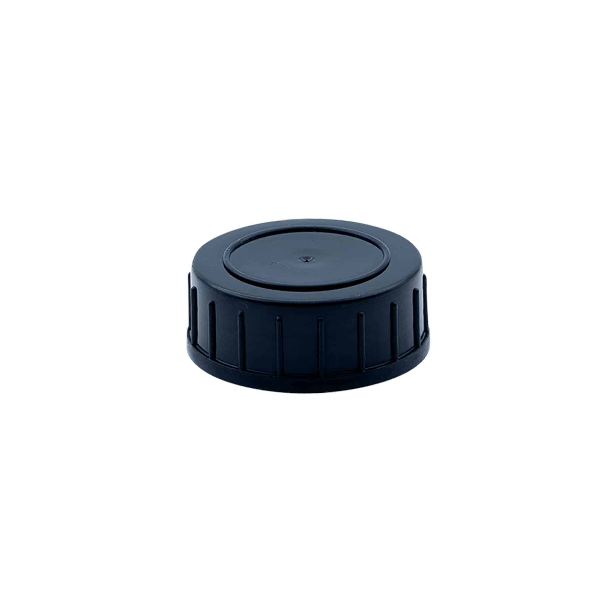 Tapa roscada, plástico PP, negro, para boca: DIN 32