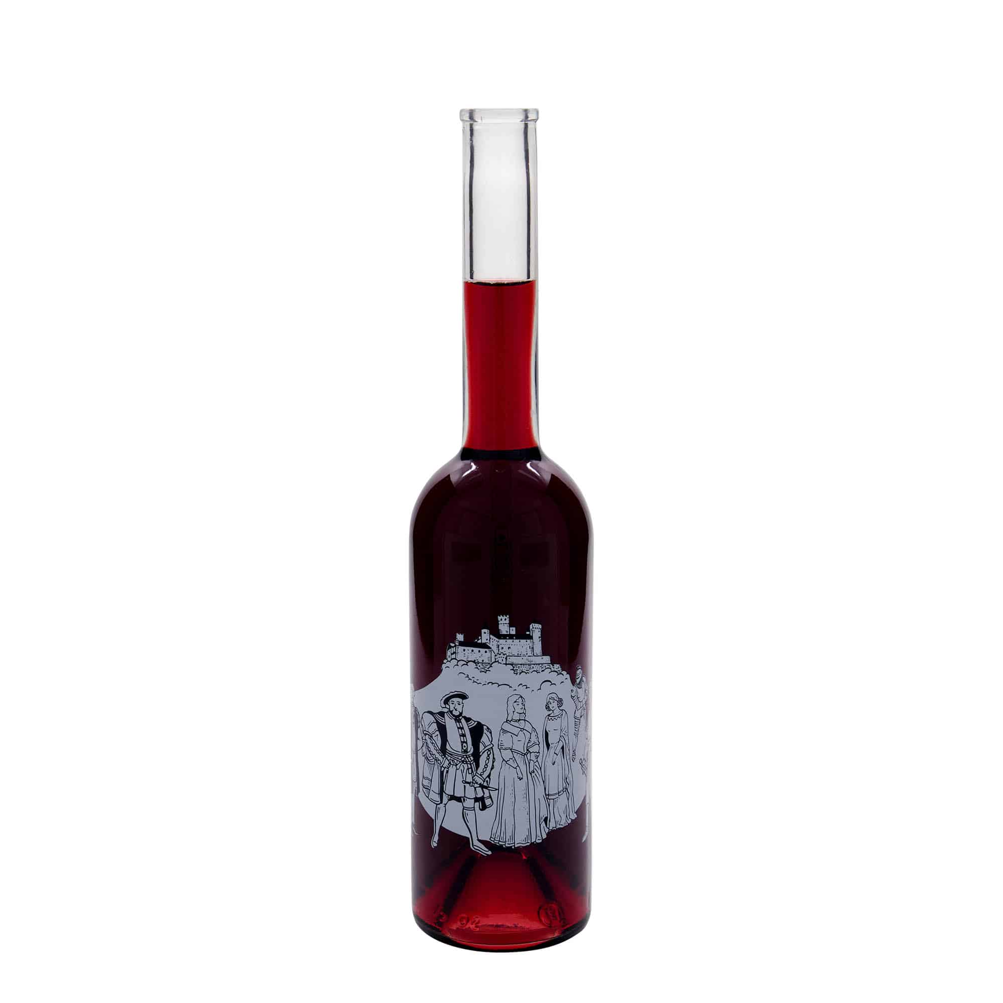 Botella de vidrio 'Opera' de 500 ml, motivo: medievo, boca: corcho