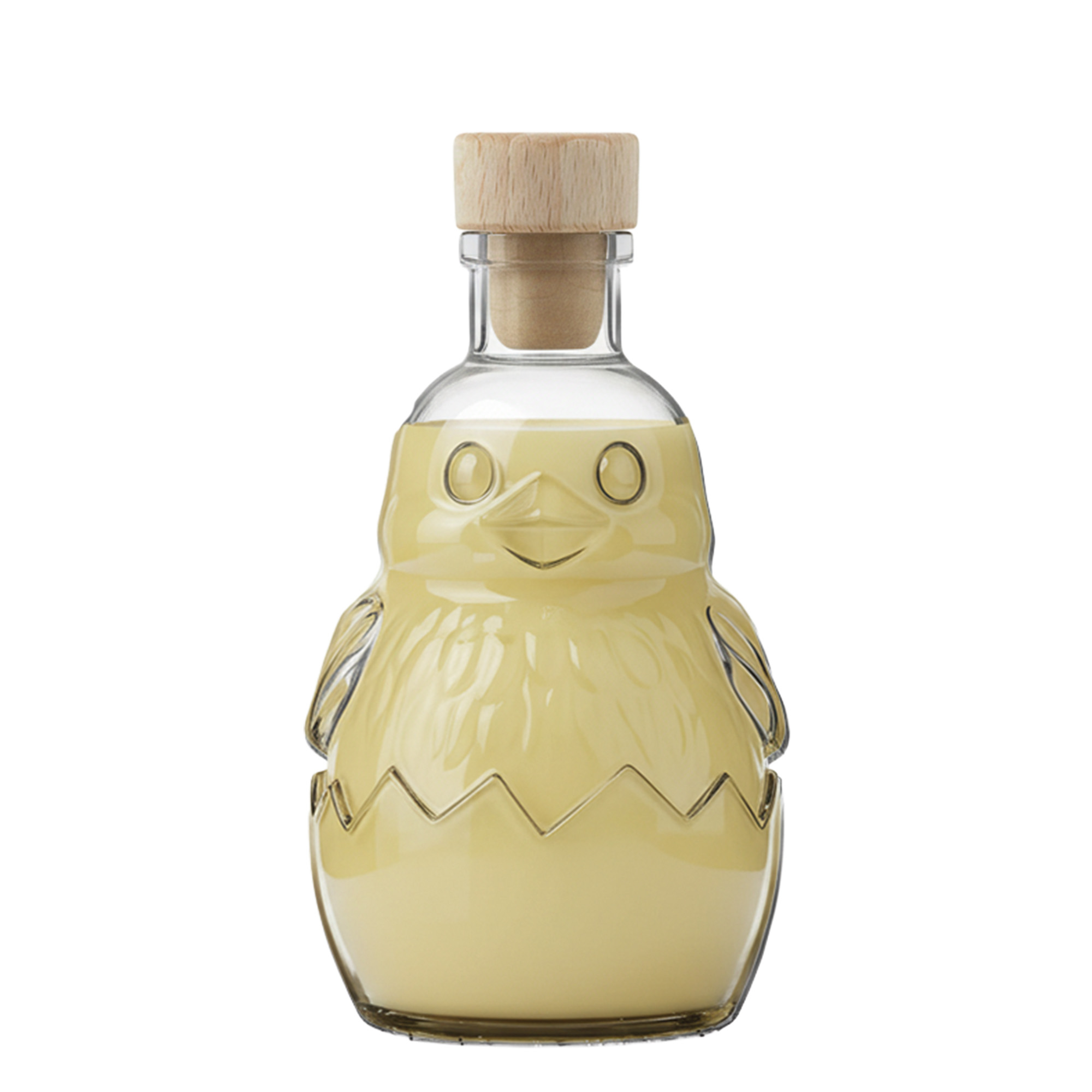 Botella de vidrio de 200 ml 'Pollito', boca: corcho